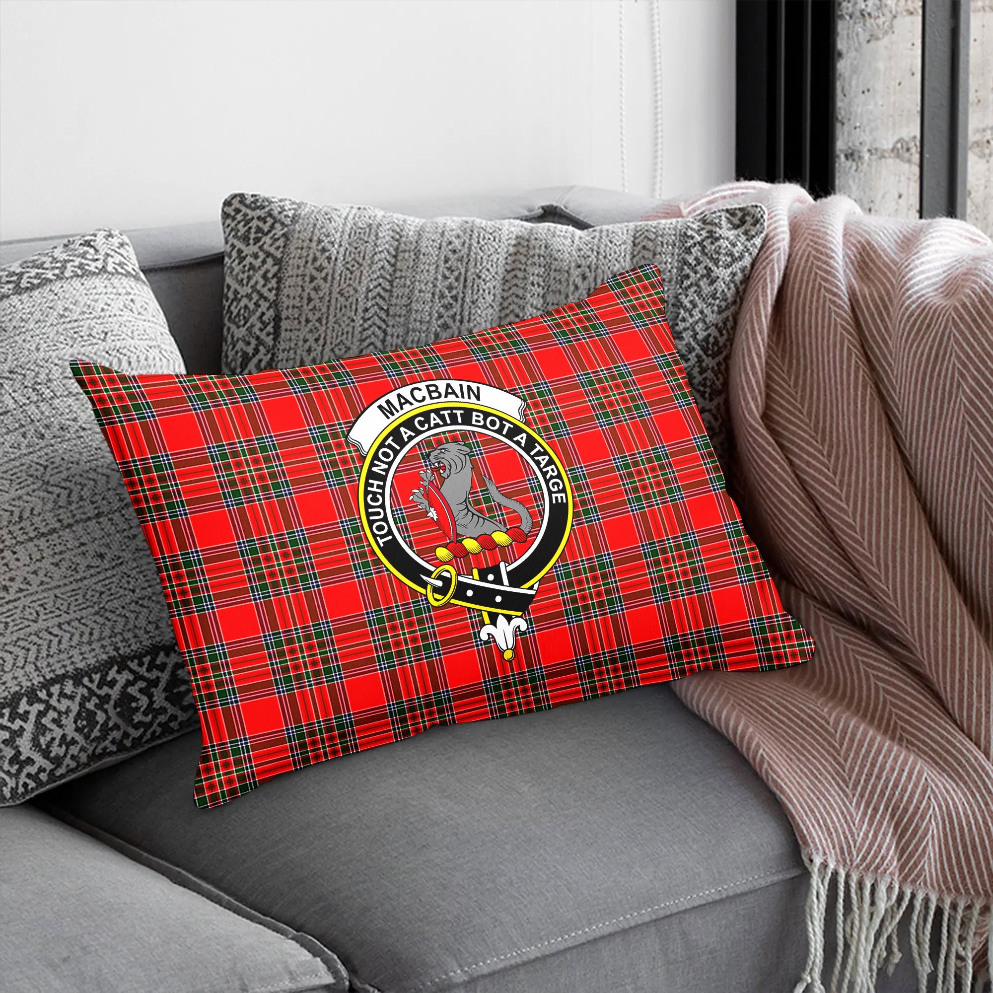 MacBain Tartan Crest Pillow Cover