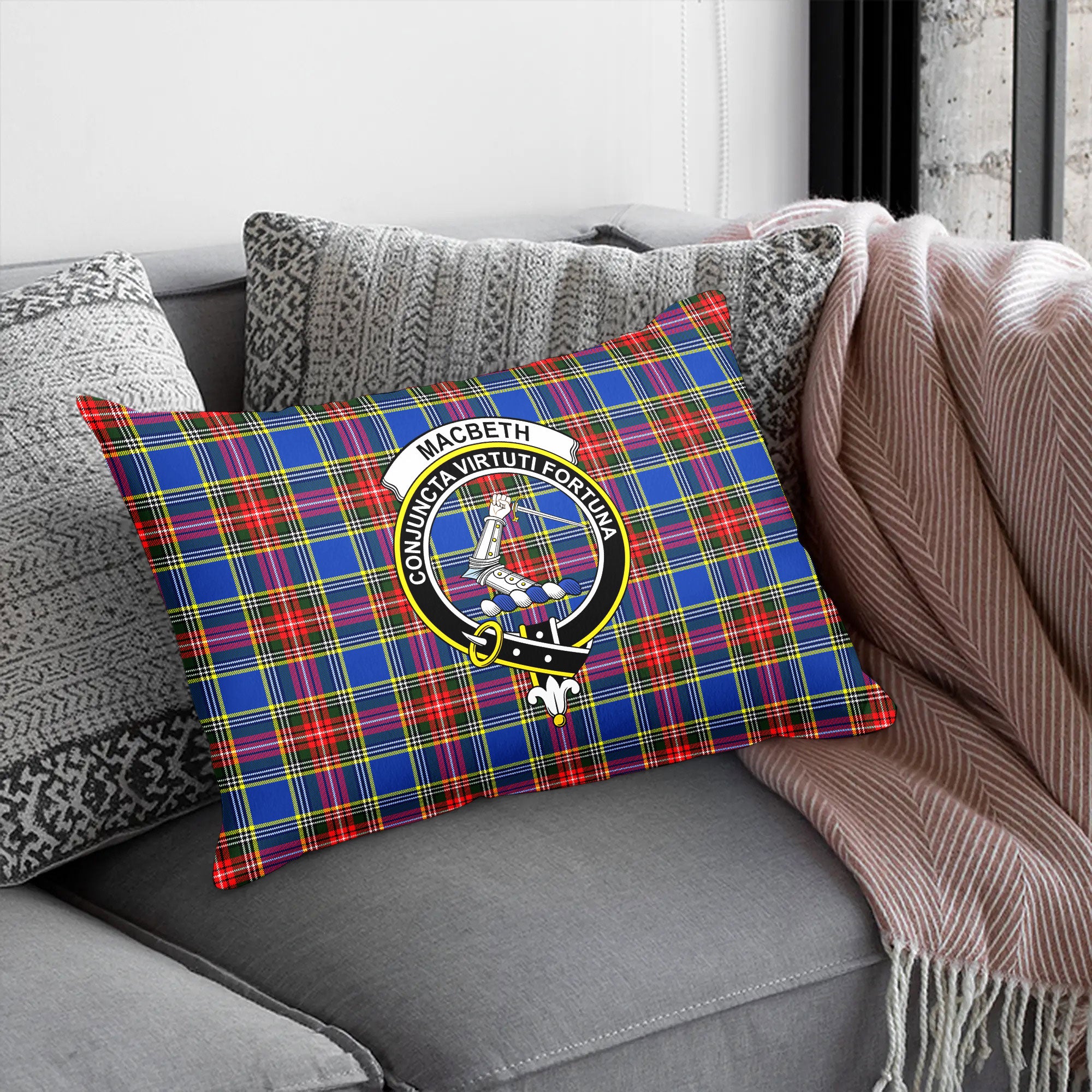 MacBeth Modern Tartan Crest Pillow Cover