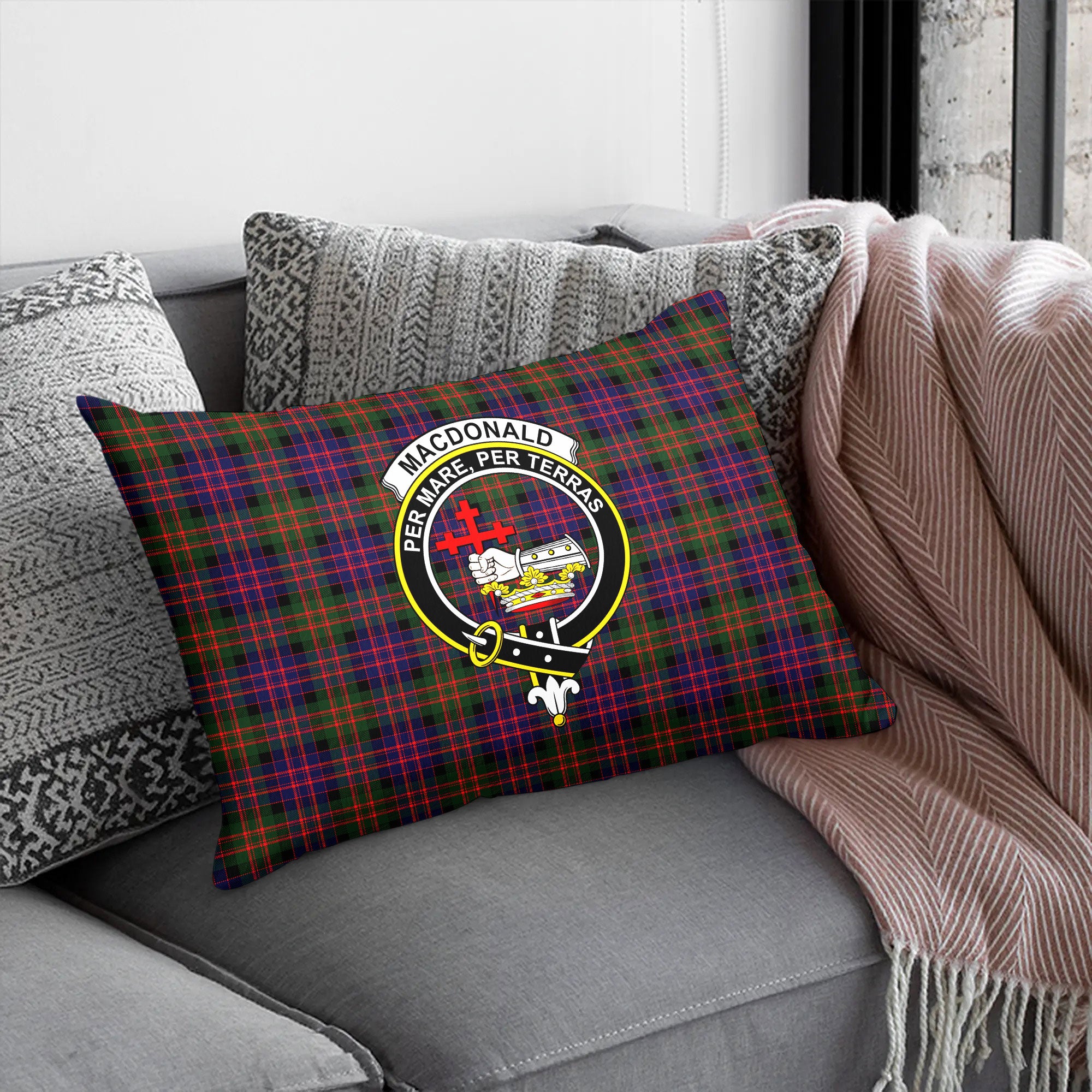 MacDonald Modern Tartan Crest Pillow Cover