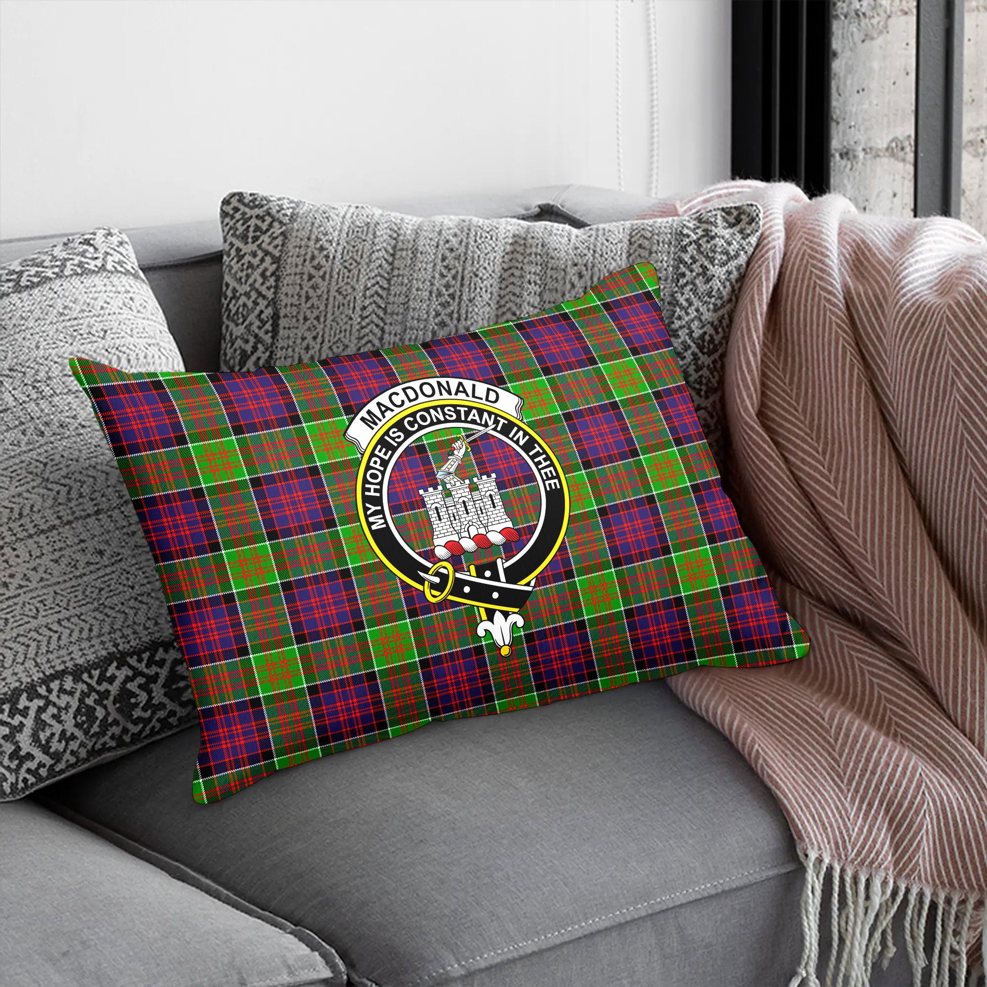 MacDonald (Clan Ranald) Tartan Crest Pillow Cover