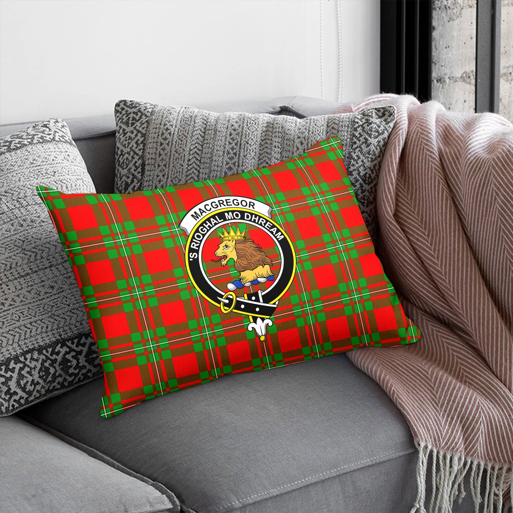 MacGregor Modern Tartan Crest Pillow Cover