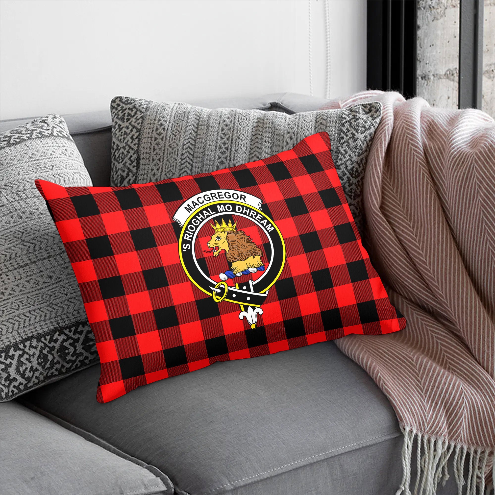 MacGregor Rob Roy Modern Tartan Crest Pillow Cover