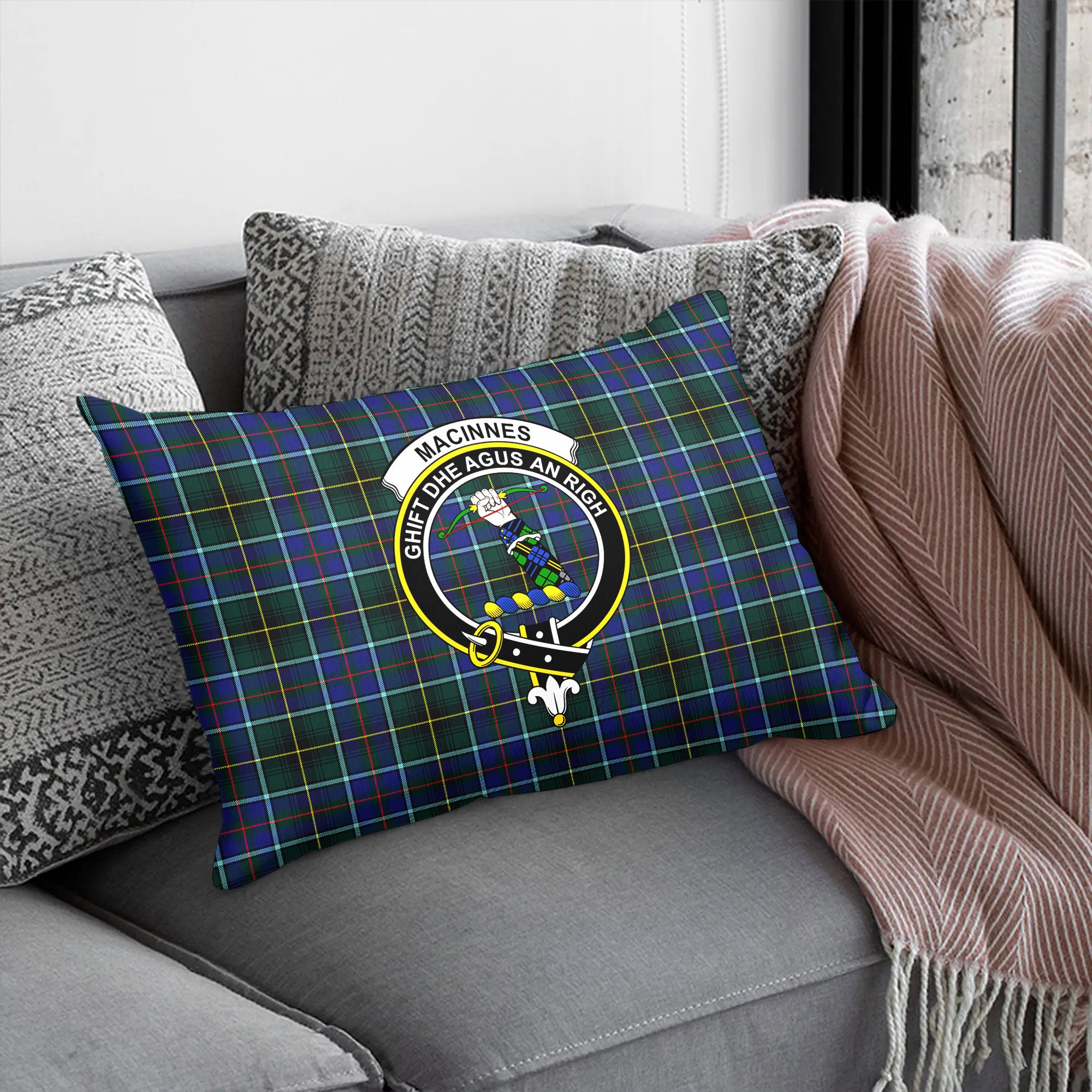 MacInnes Modern Tartan Crest Pillow Cover