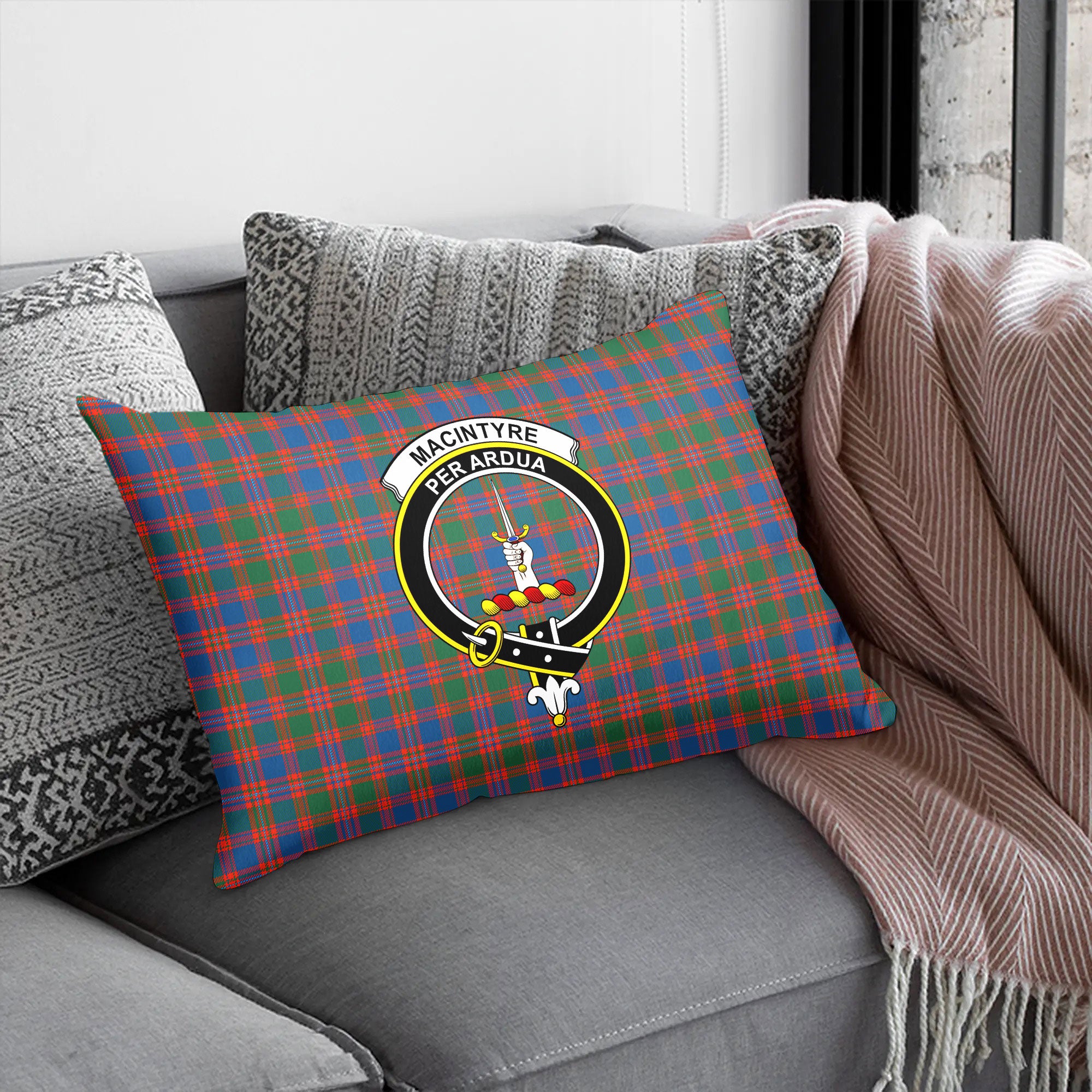 MacIntyre Ancient Tartan Crest Pillow Cover