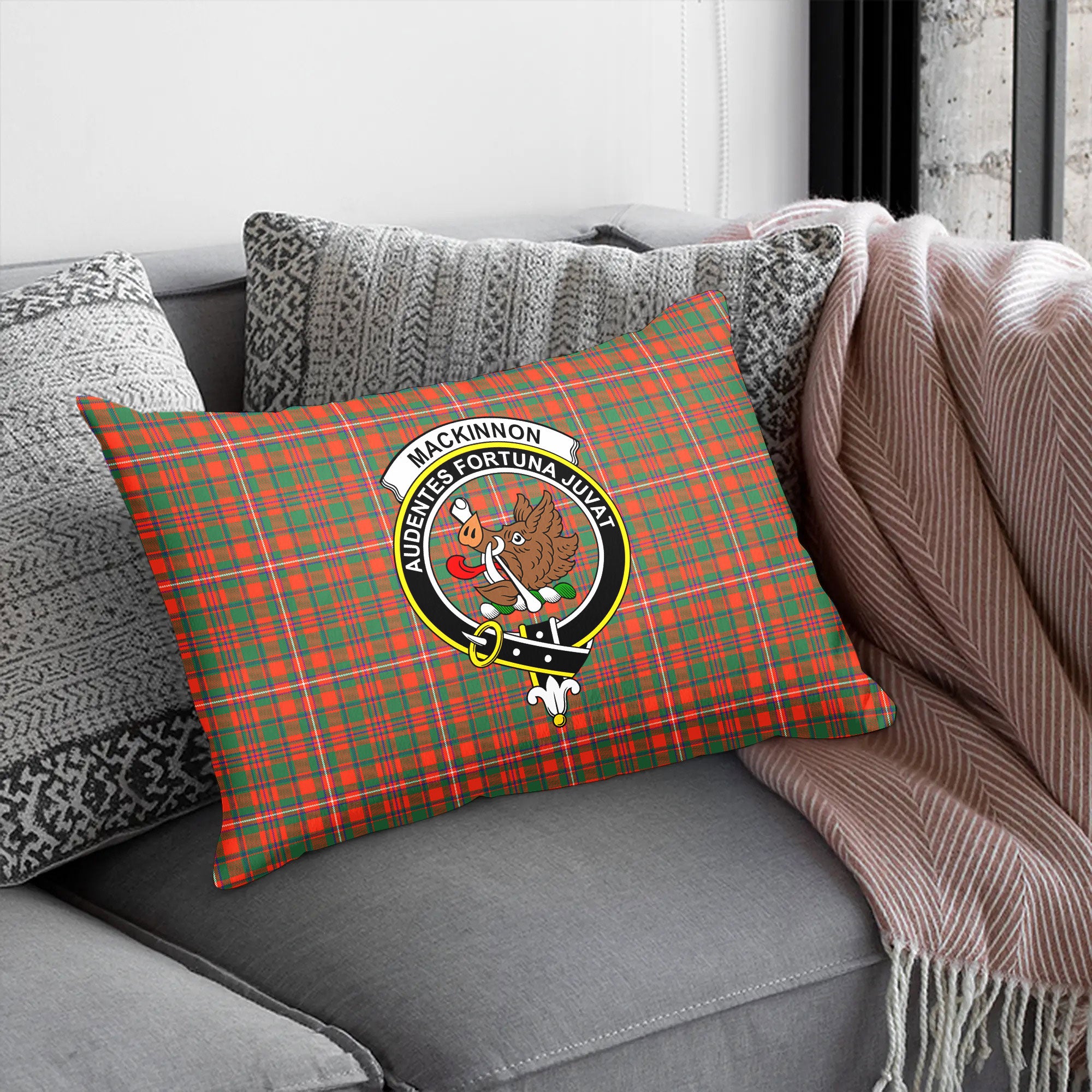 MacKinnon Ancient Tartan Crest Pillow Cover