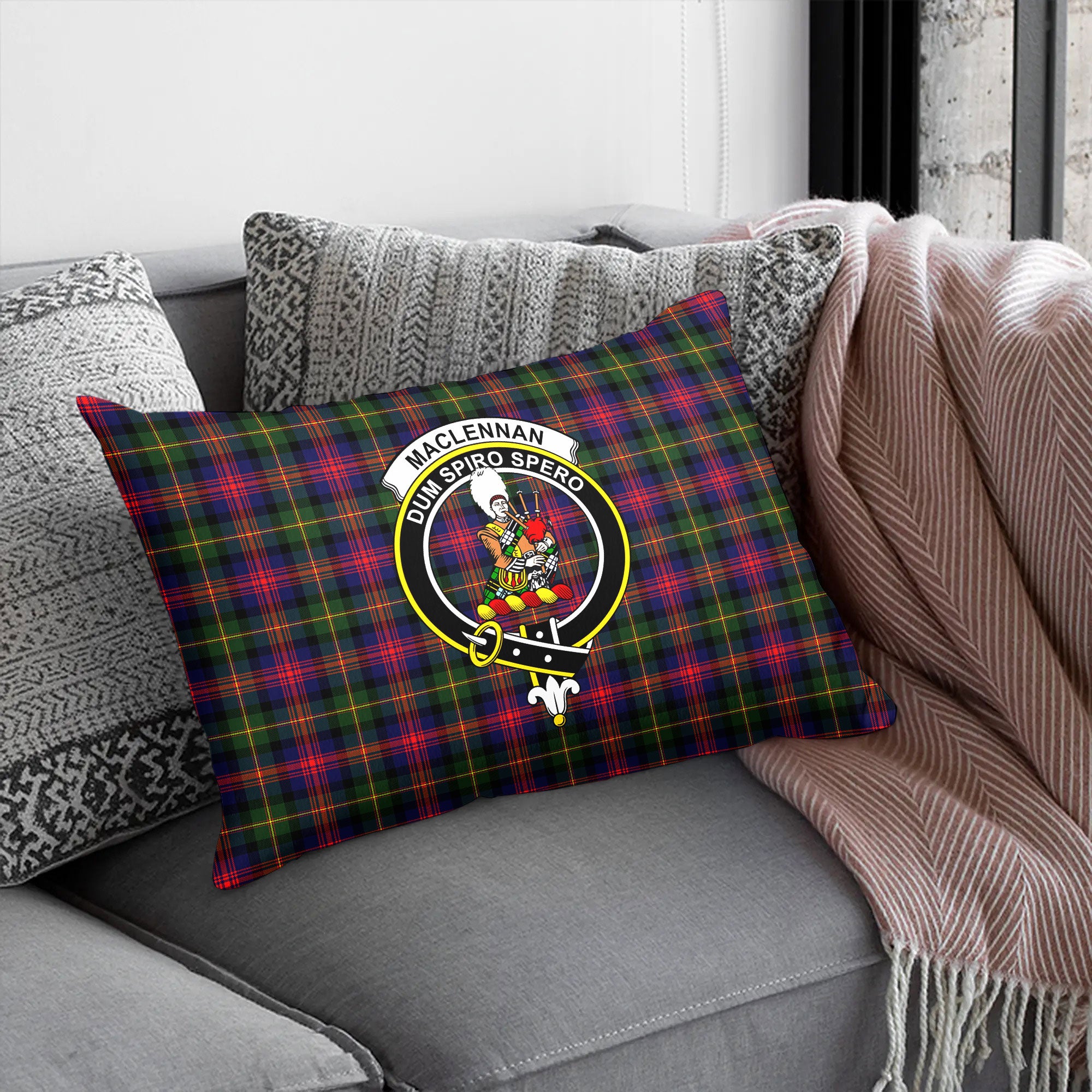 MacLennan Modern Tartan Crest Pillow Cover