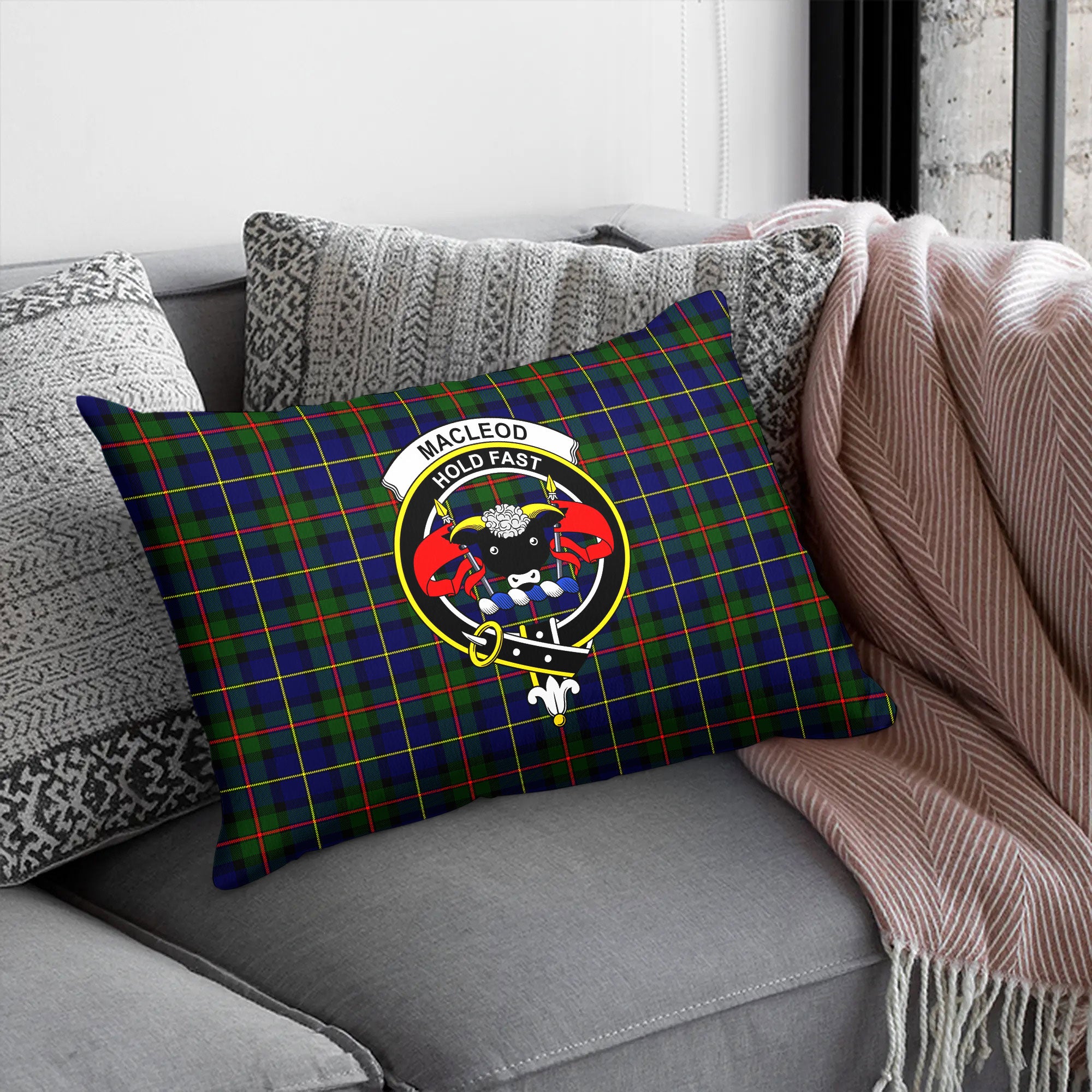 MacLeod of Harris Modern Tartan Crest Pillow Cover