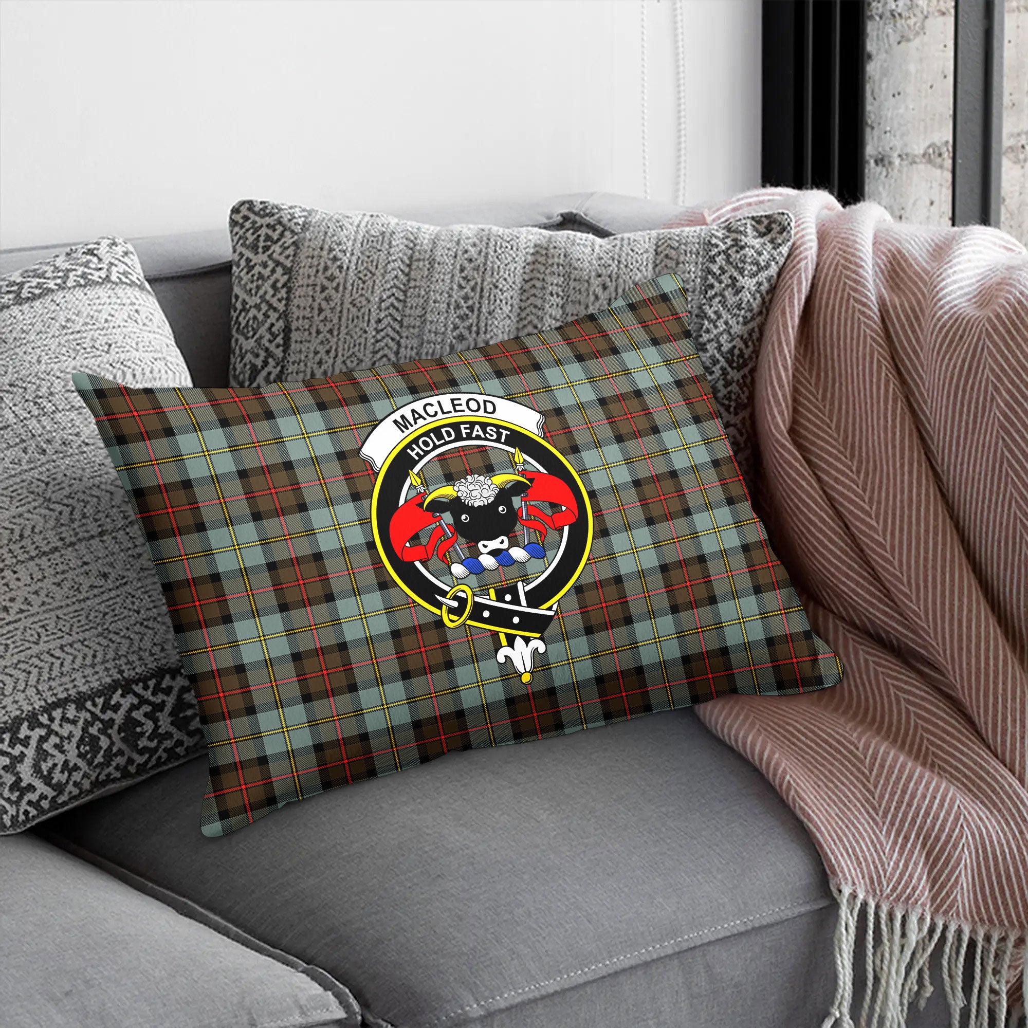 MacLeod of Harris Weathered Tartan Crest Pillow Cover