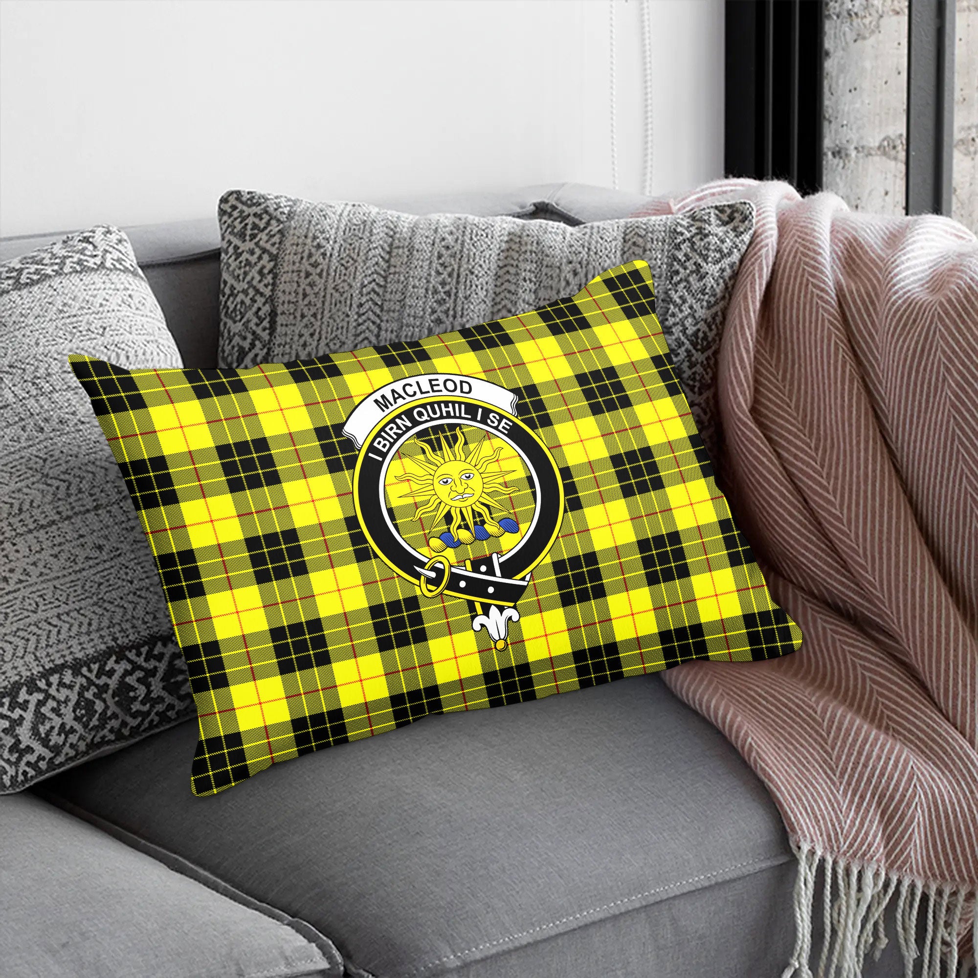 MacLeod of Lewis Modern Tartan Crest Pillow Cover