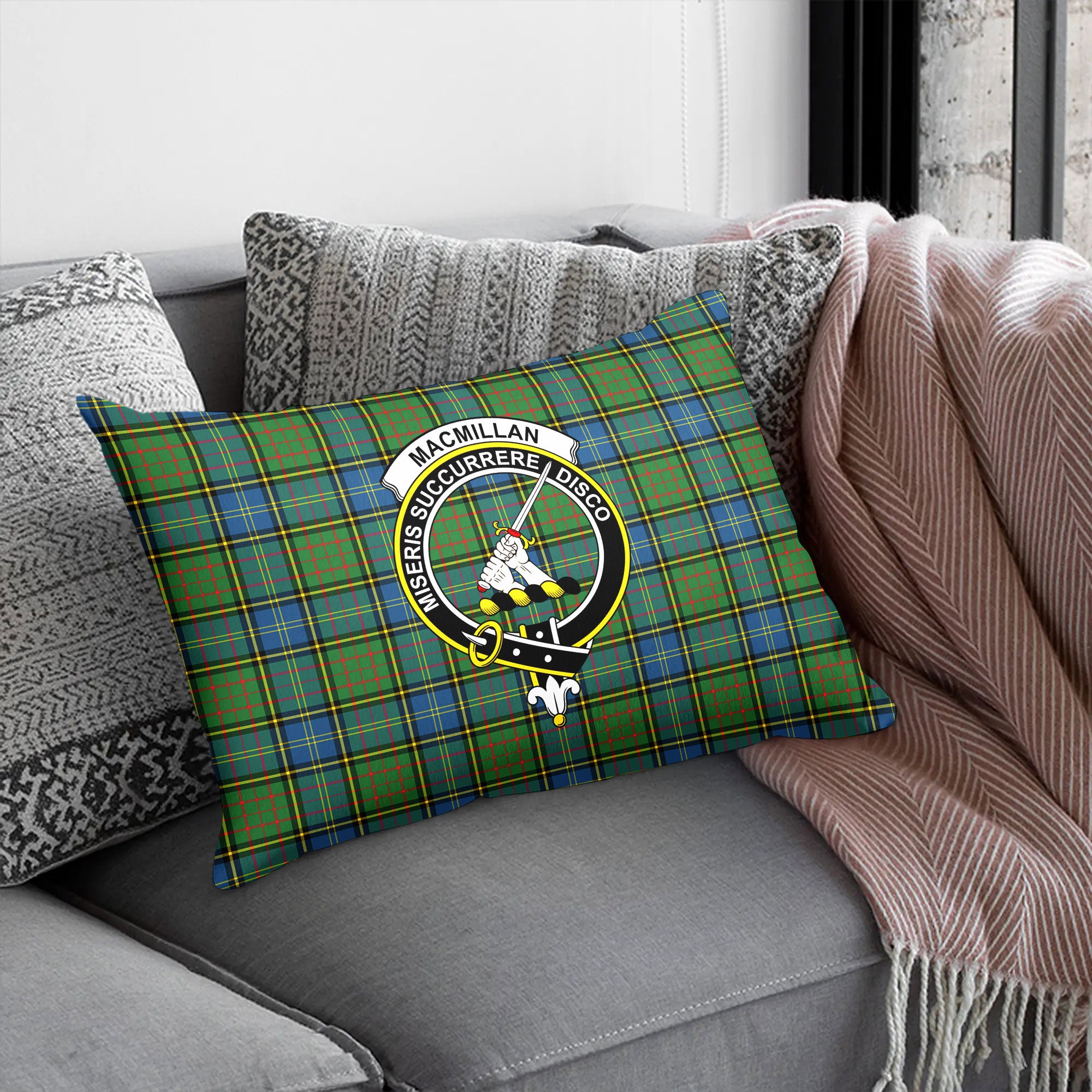 MacMillan Hunting Ancient Tartan Crest Pillow Cover