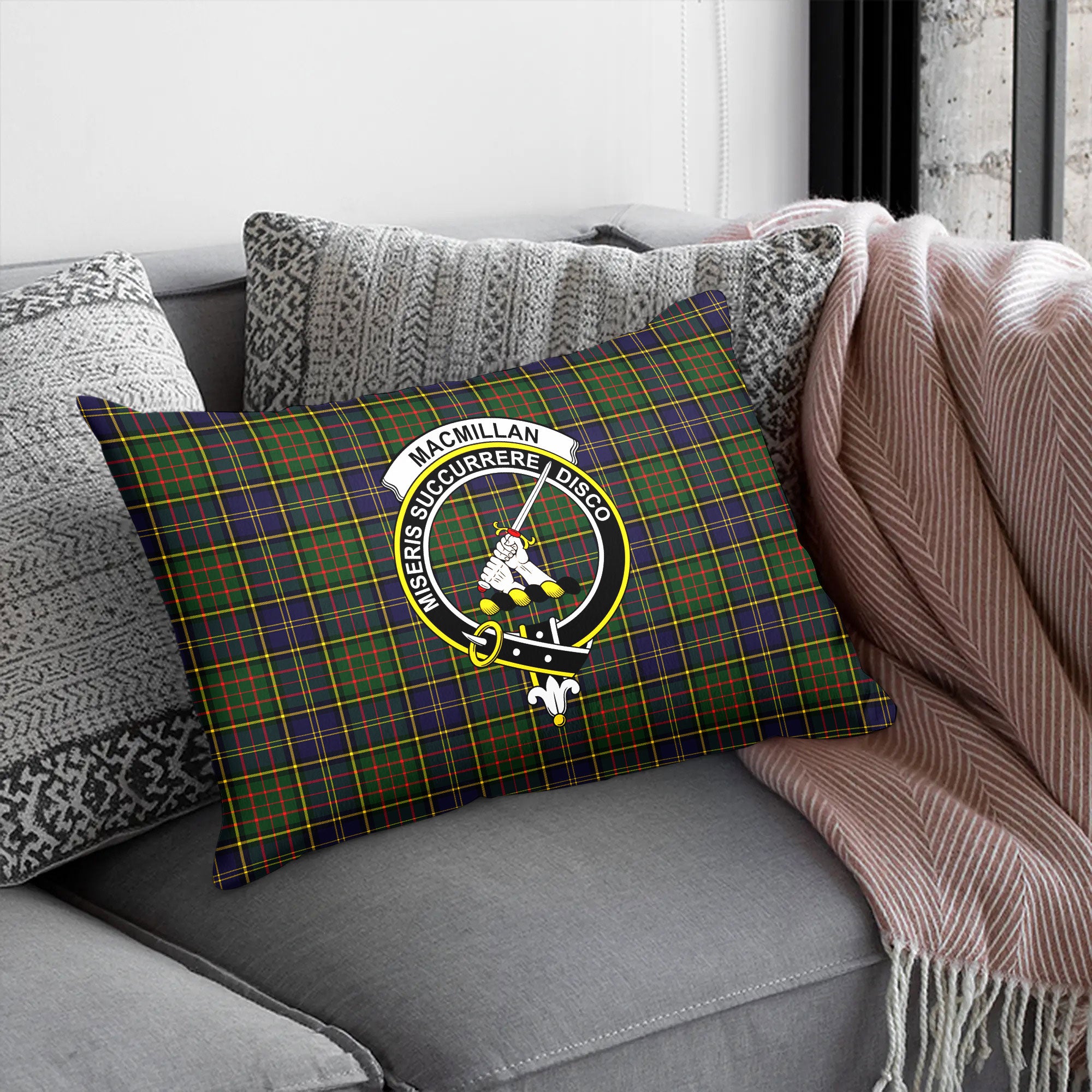 MacMillan Hunting Modern Tartan Crest Pillow Cover