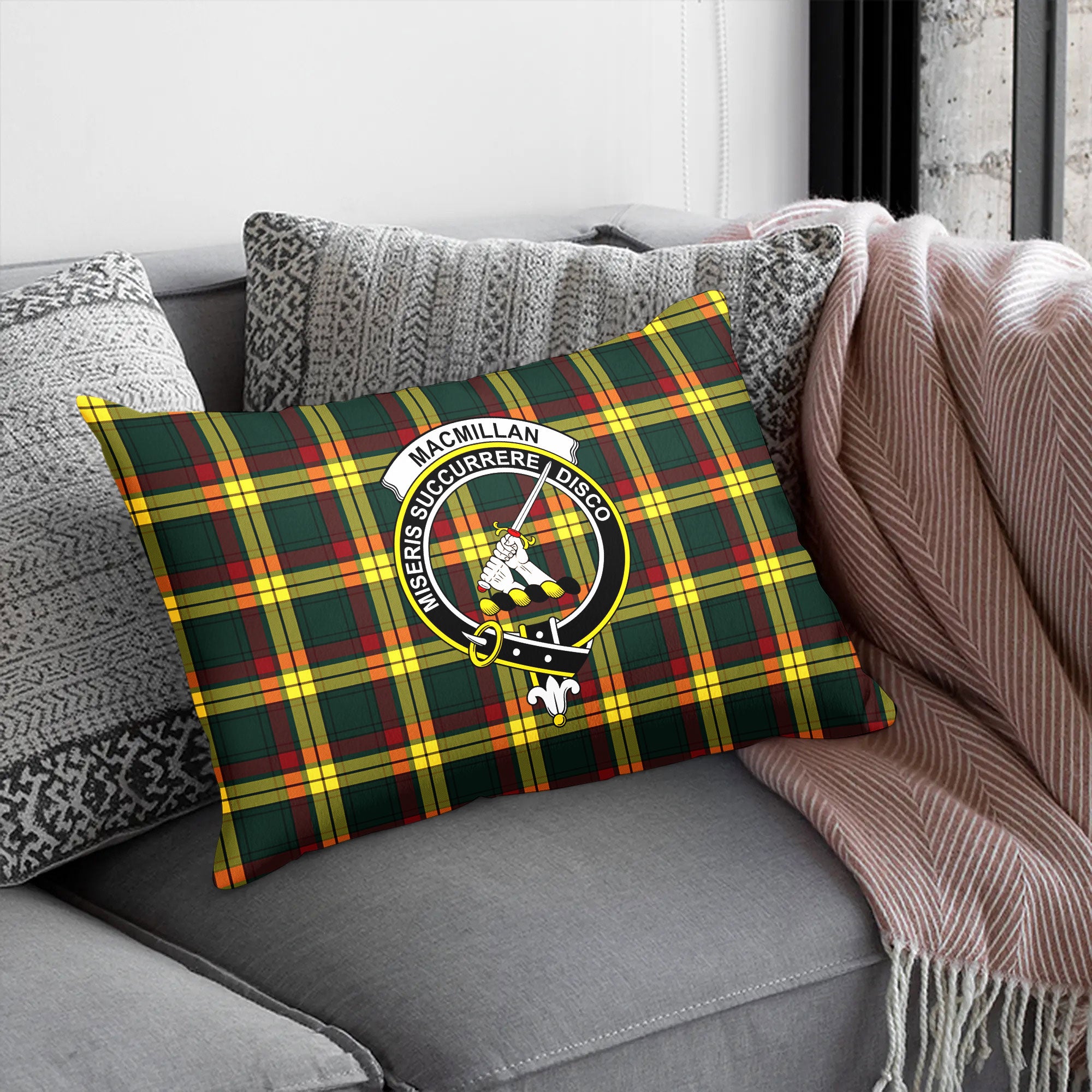 MacMillan Old Modern Tartan Crest Pillow Cover