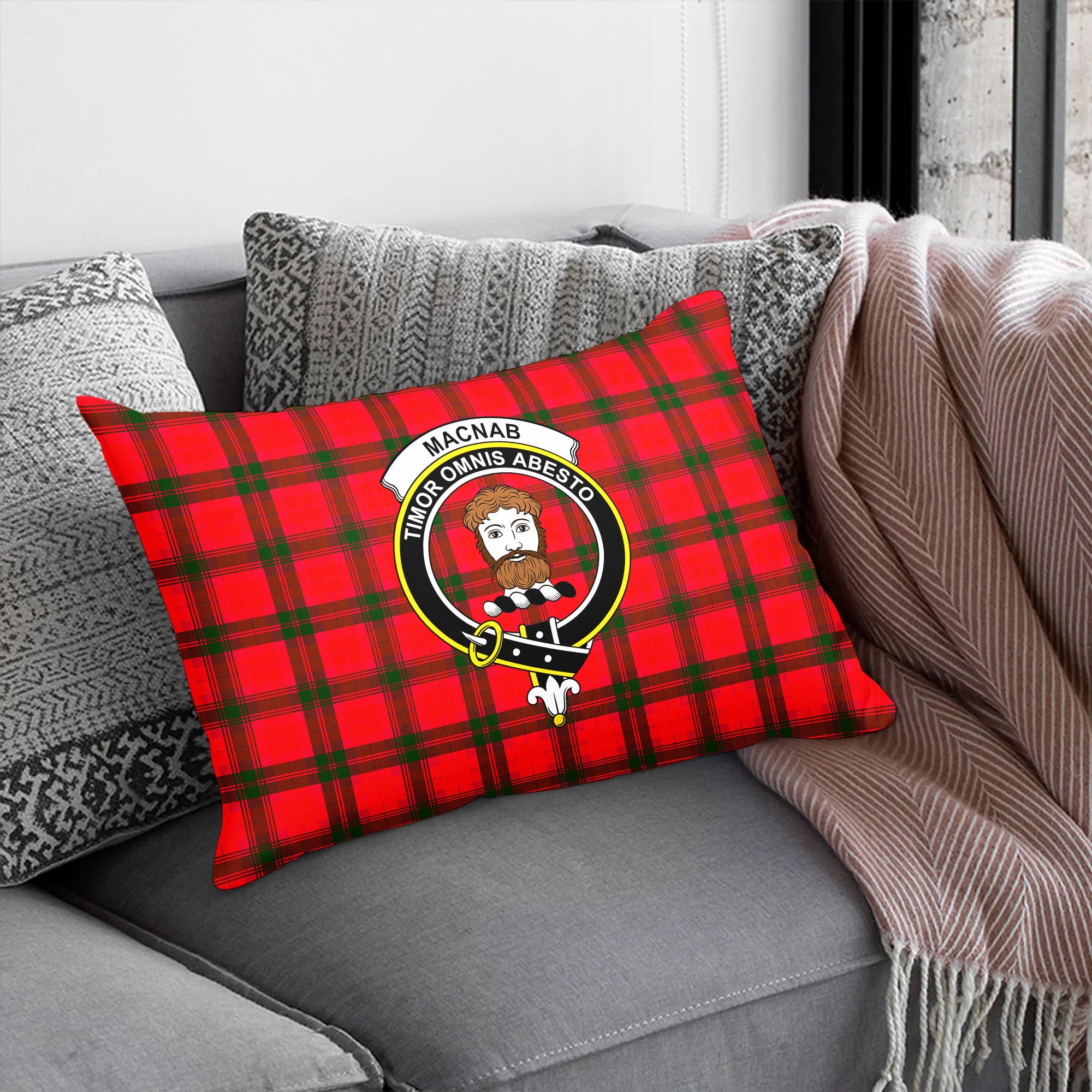 MacNab Modern Tartan Crest Pillow Cover