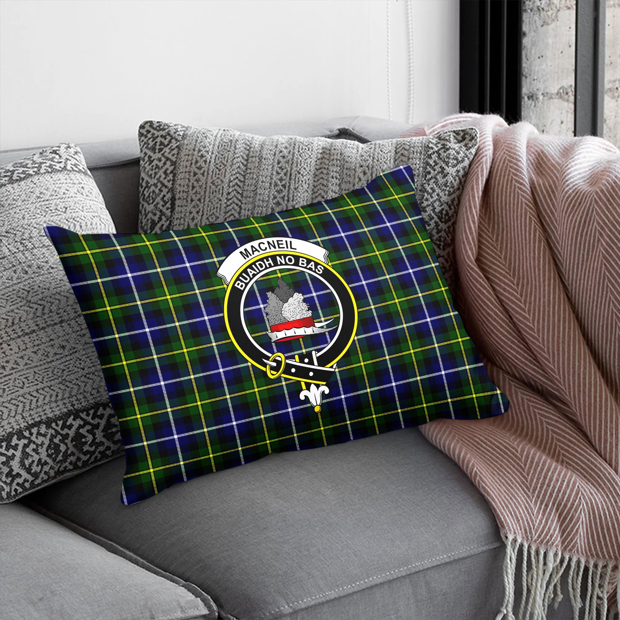 MacNeil of Barra Modern Tartan Crest Pillow Cover