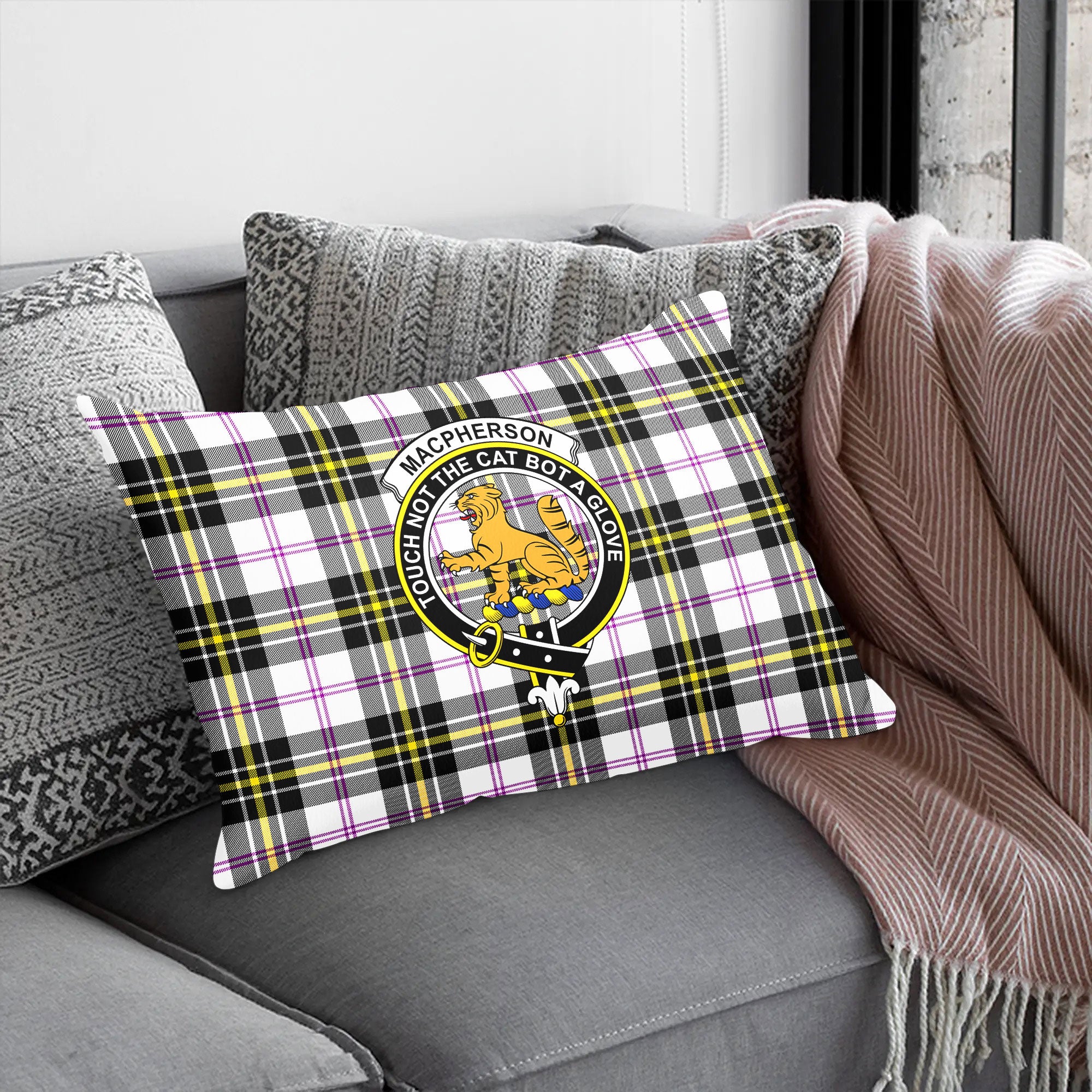 MacPherson Dress Modern Tartan Crest Pillow Cover