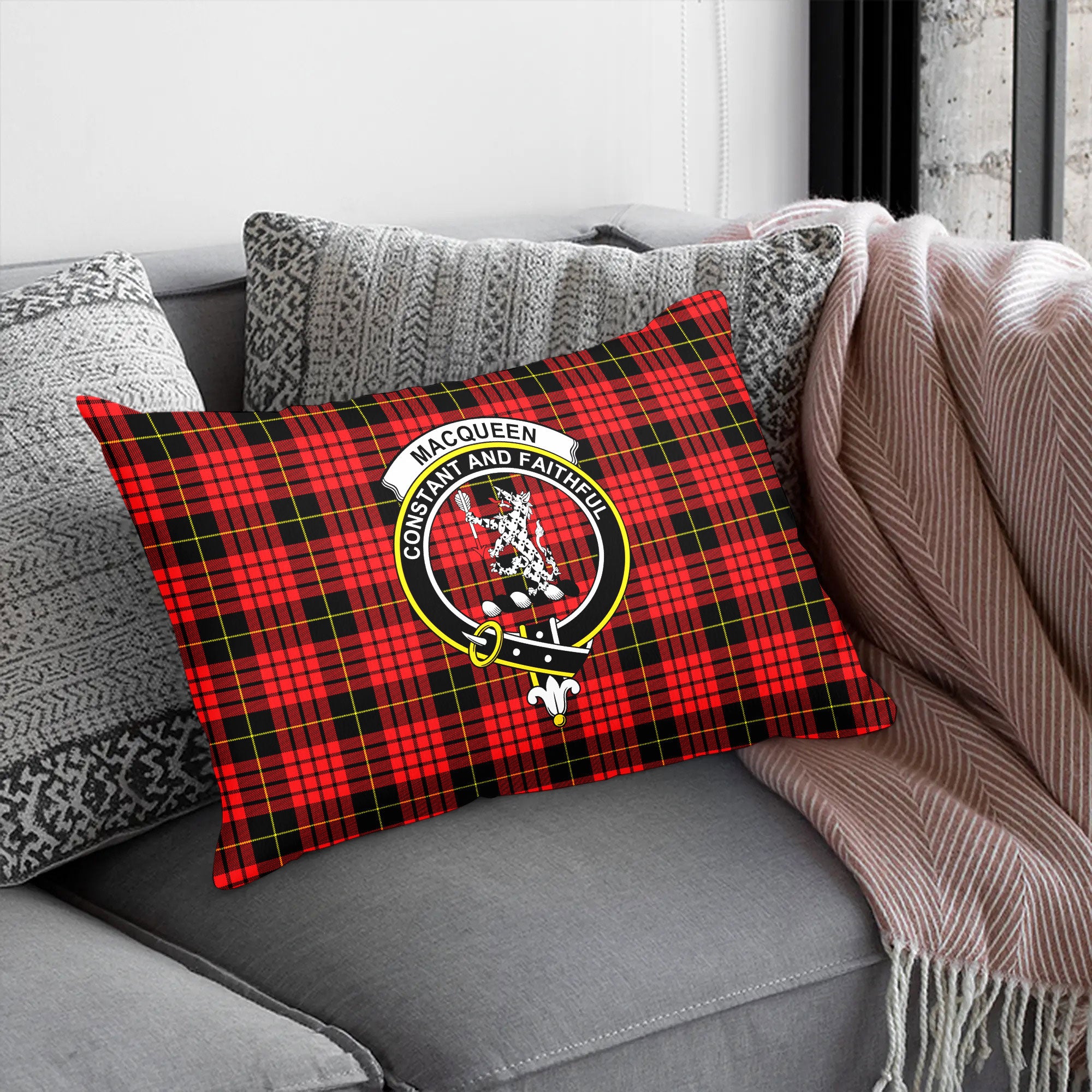 MacQueen Modern Tartan Crest Pillow Cover