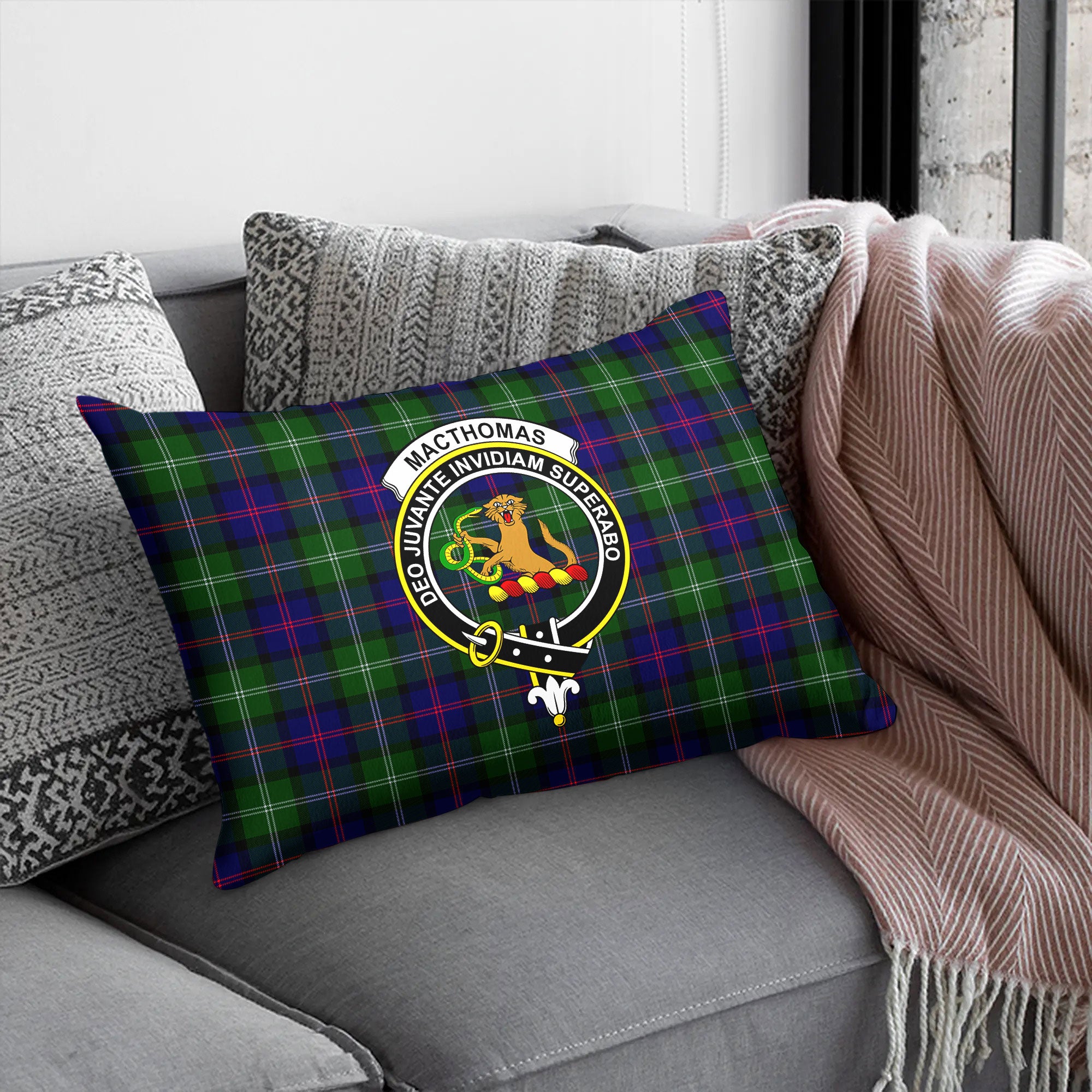 MacThomas Modern Tartan Crest Pillow Cover