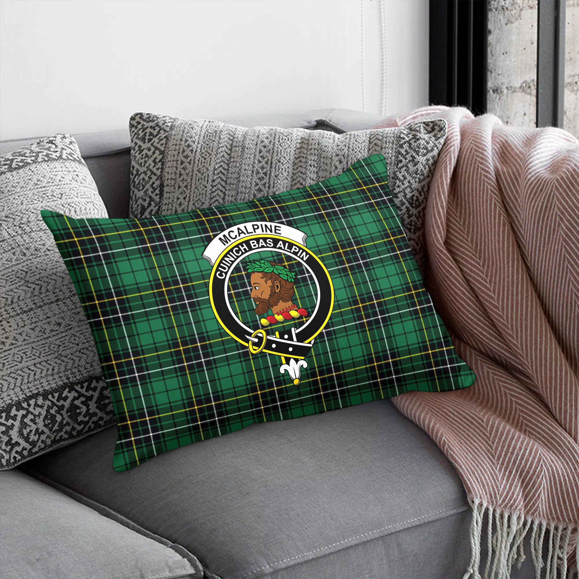 McAlpine Ancient Tartan Crest Pillow Cover