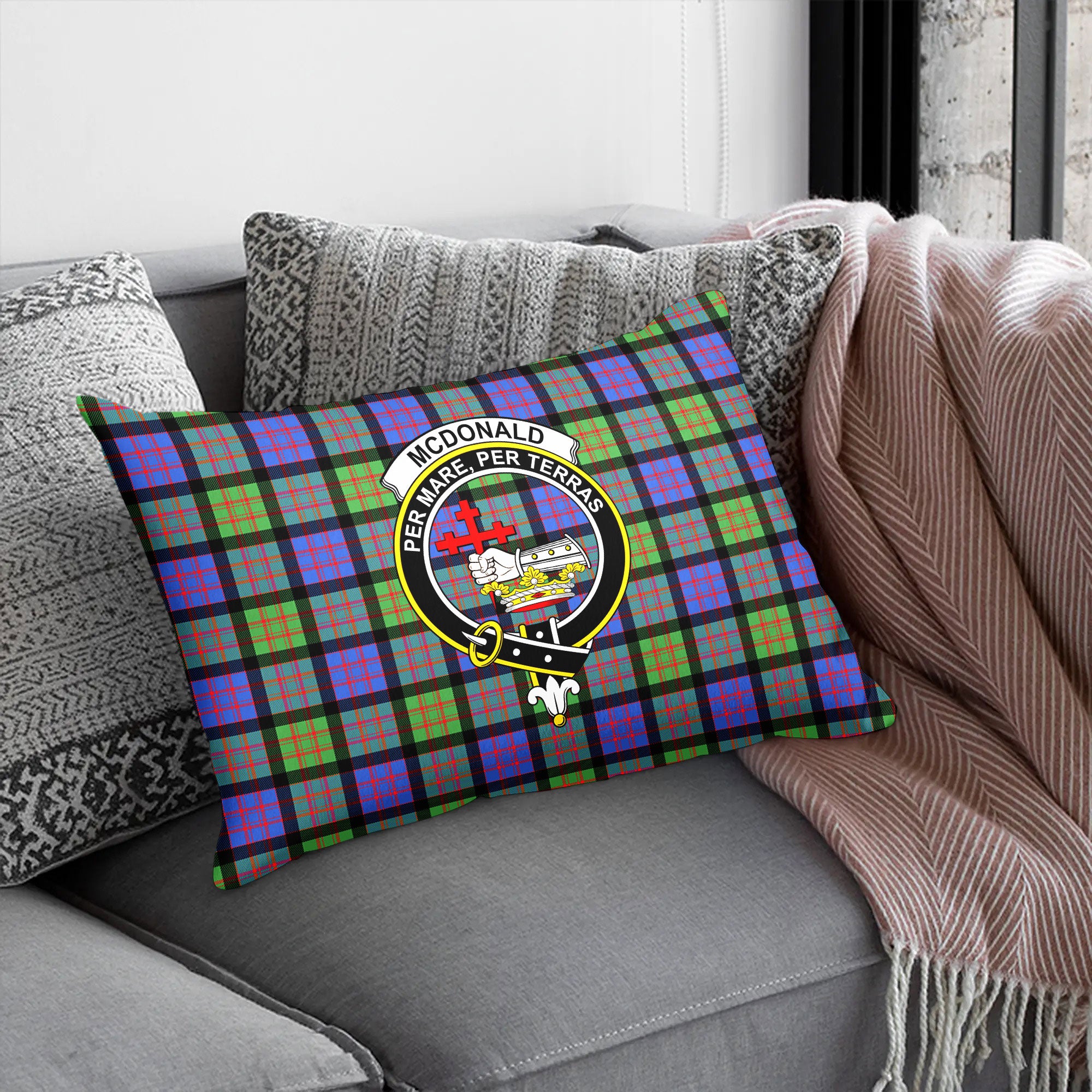 McDonald Ancient Tartan Crest Pillow Cover