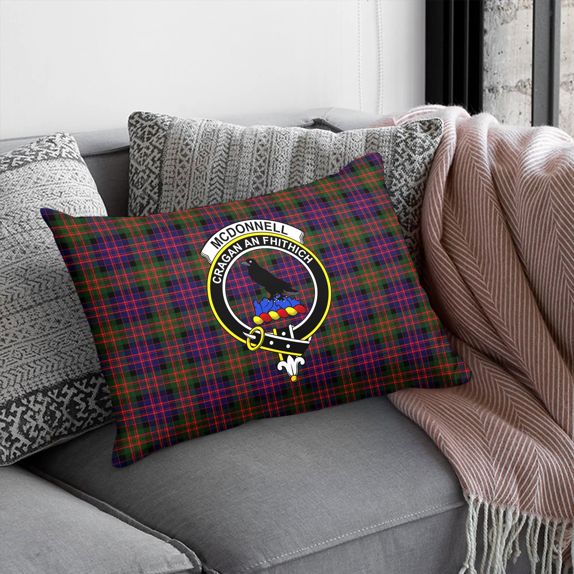 McDonnell of Glengarry Modern Tartan Crest Pillow Cover