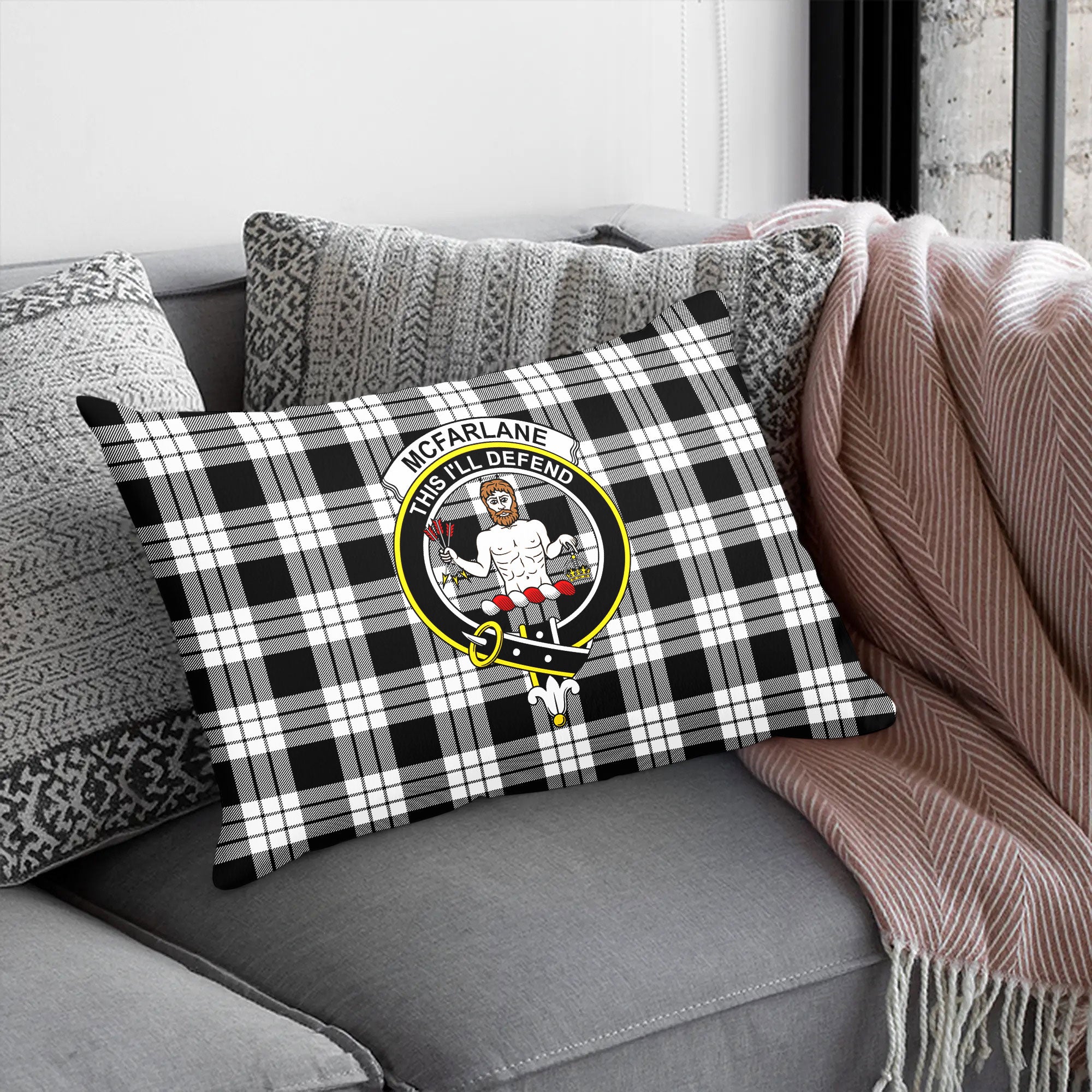 McFarlane Black - White Tartan Crest Pillow Cover