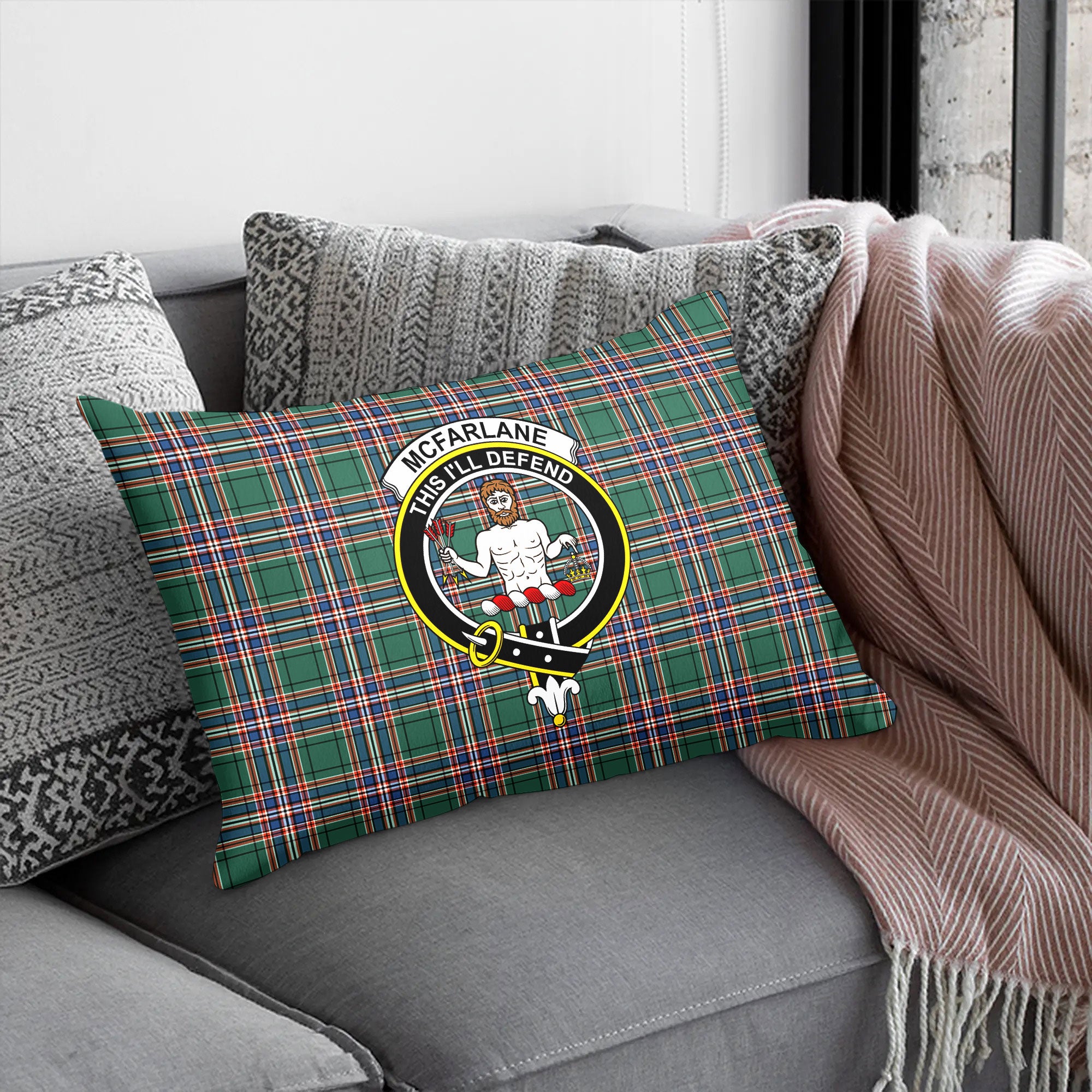 McFarlane Hunting Ancient Tartan Crest Pillow Cover