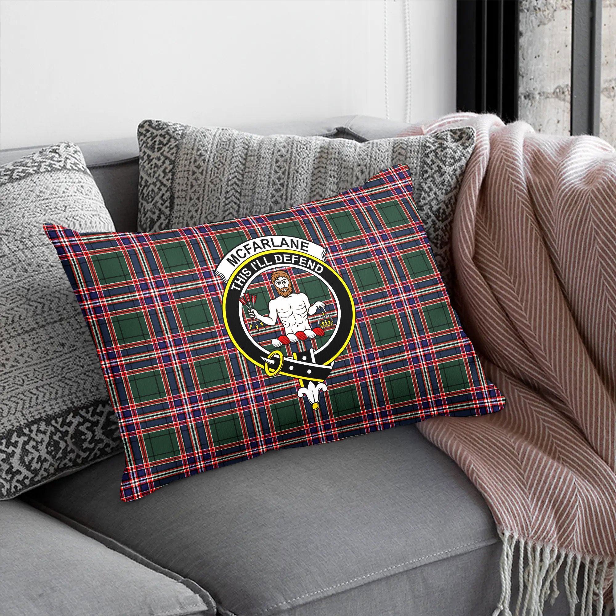 McFarlane Hunting Modern Tartan Crest Pillow Cover