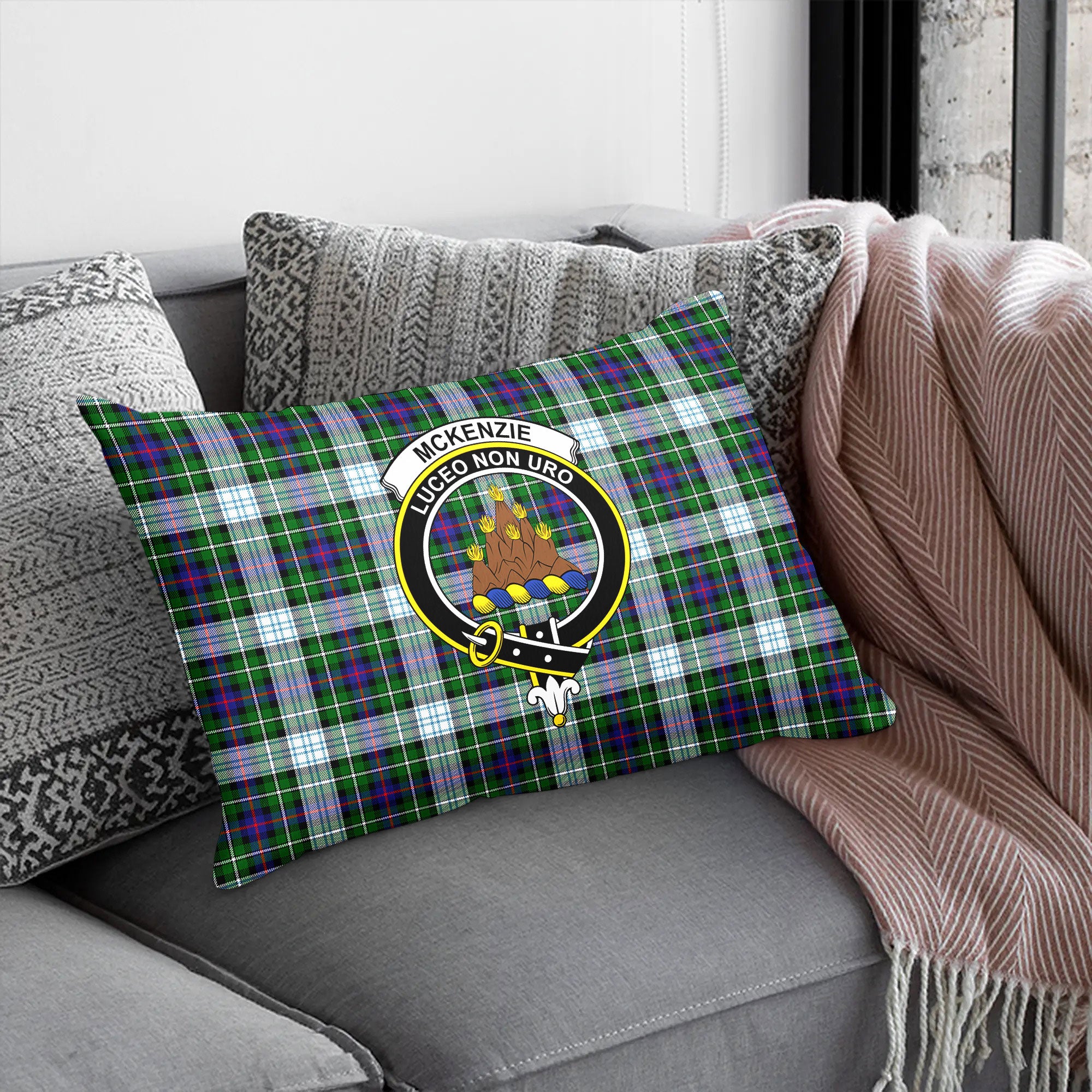 McKenzie Dress Modern Tartan Crest Pillow Cover