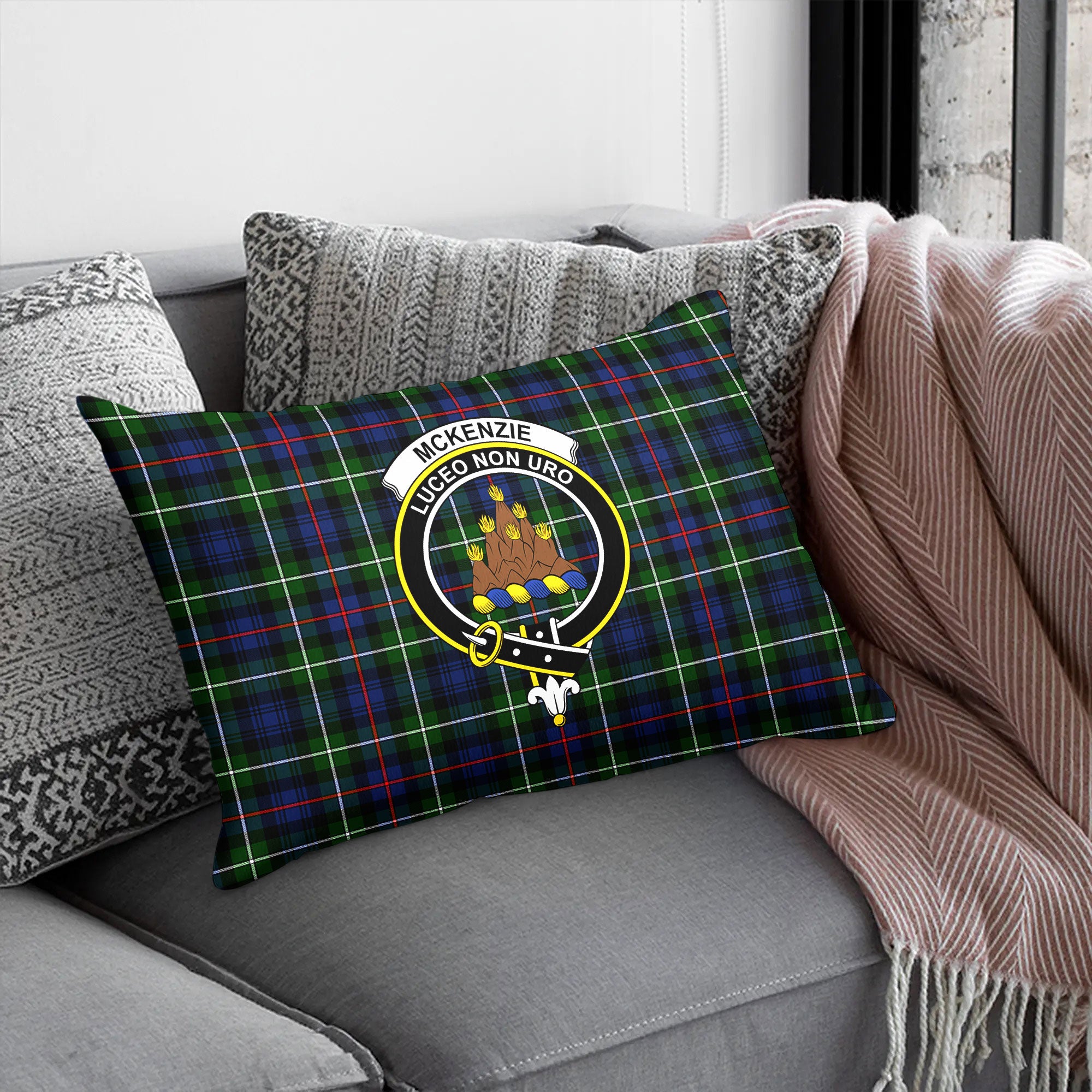 McKenzie Modern Tartan Crest Pillow Cover