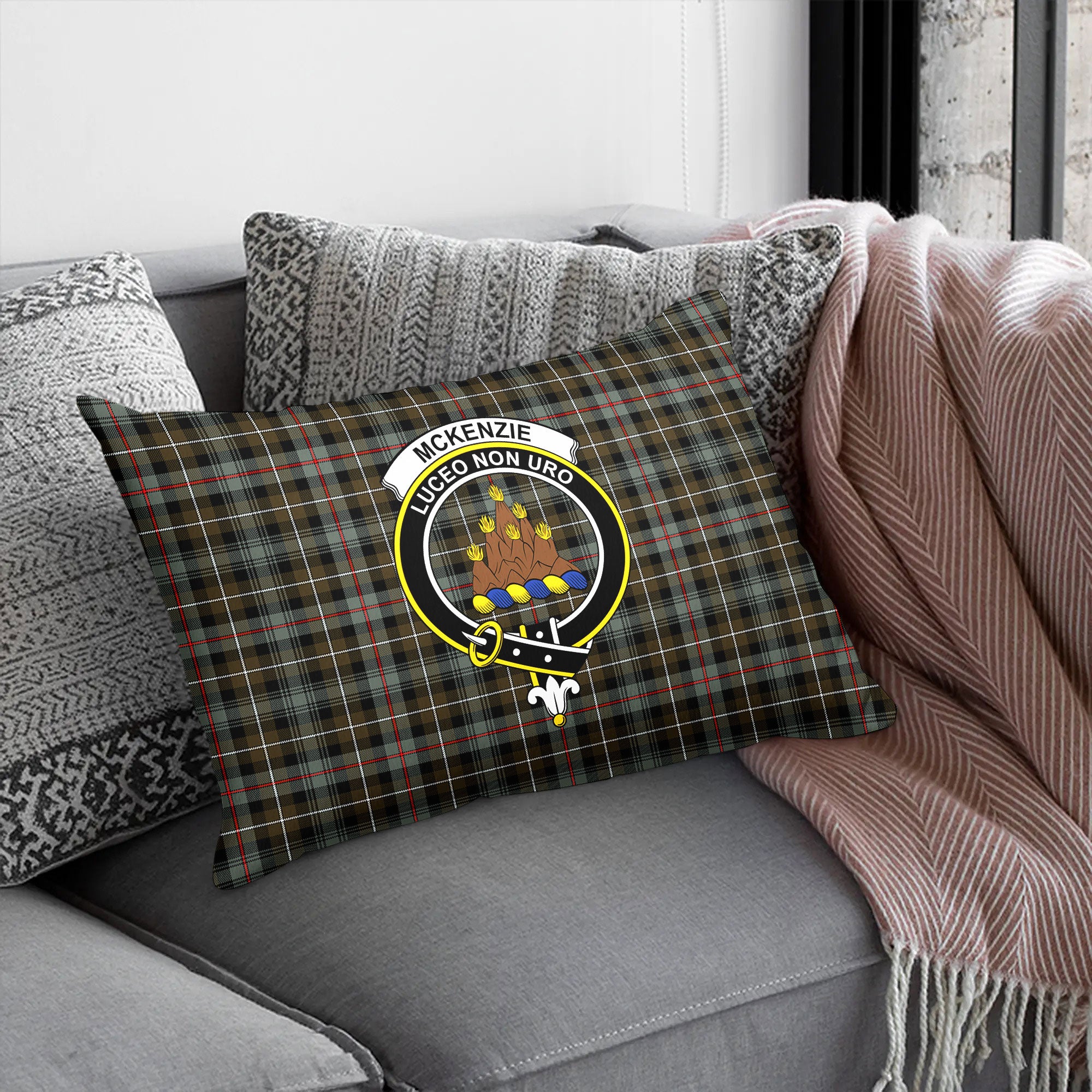 McKenzie Weathered Tartan Crest Pillow Cover