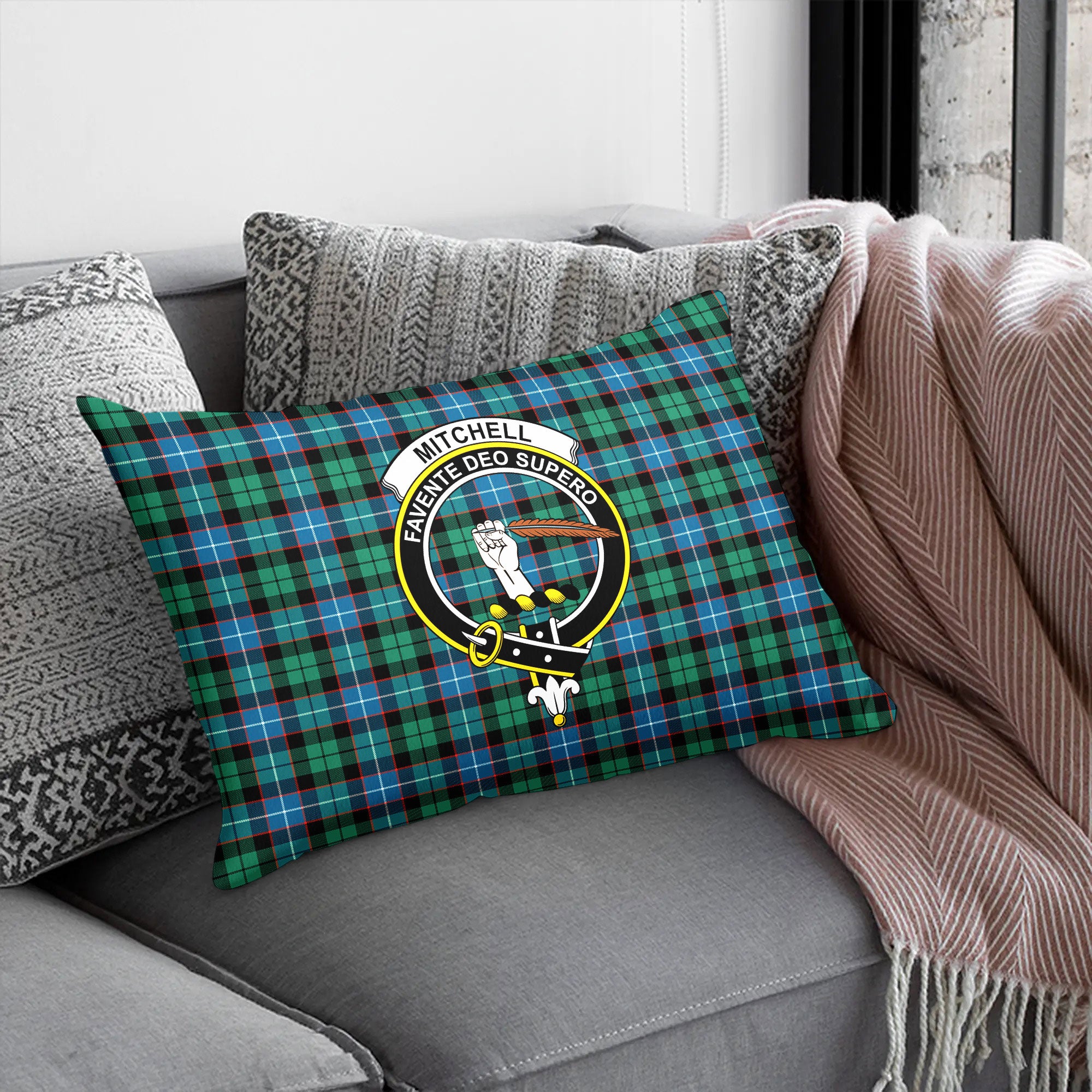 Mitchell Ancient Tartan Crest Pillow Cover