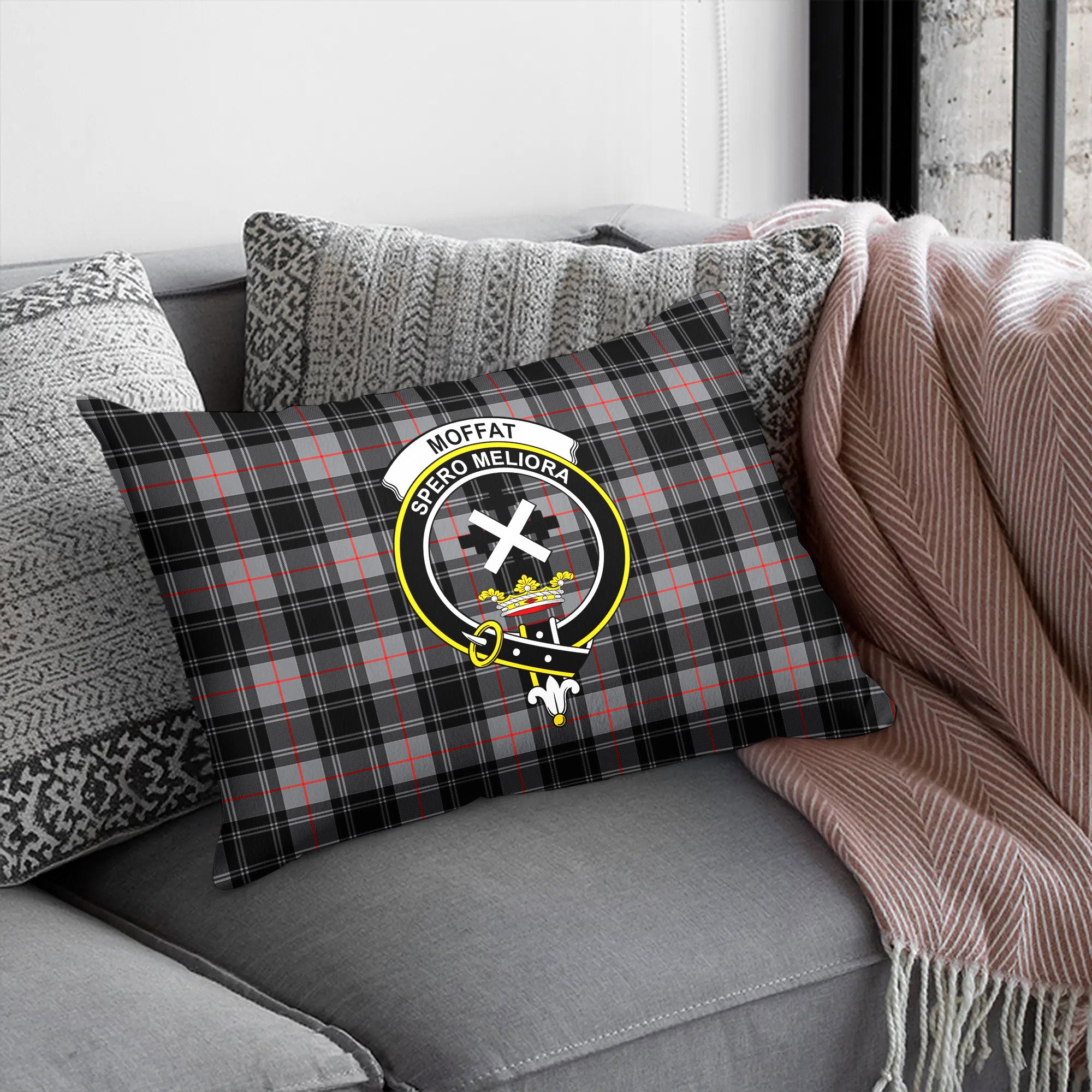 Moffat Modern Tartan Crest Pillow Cover