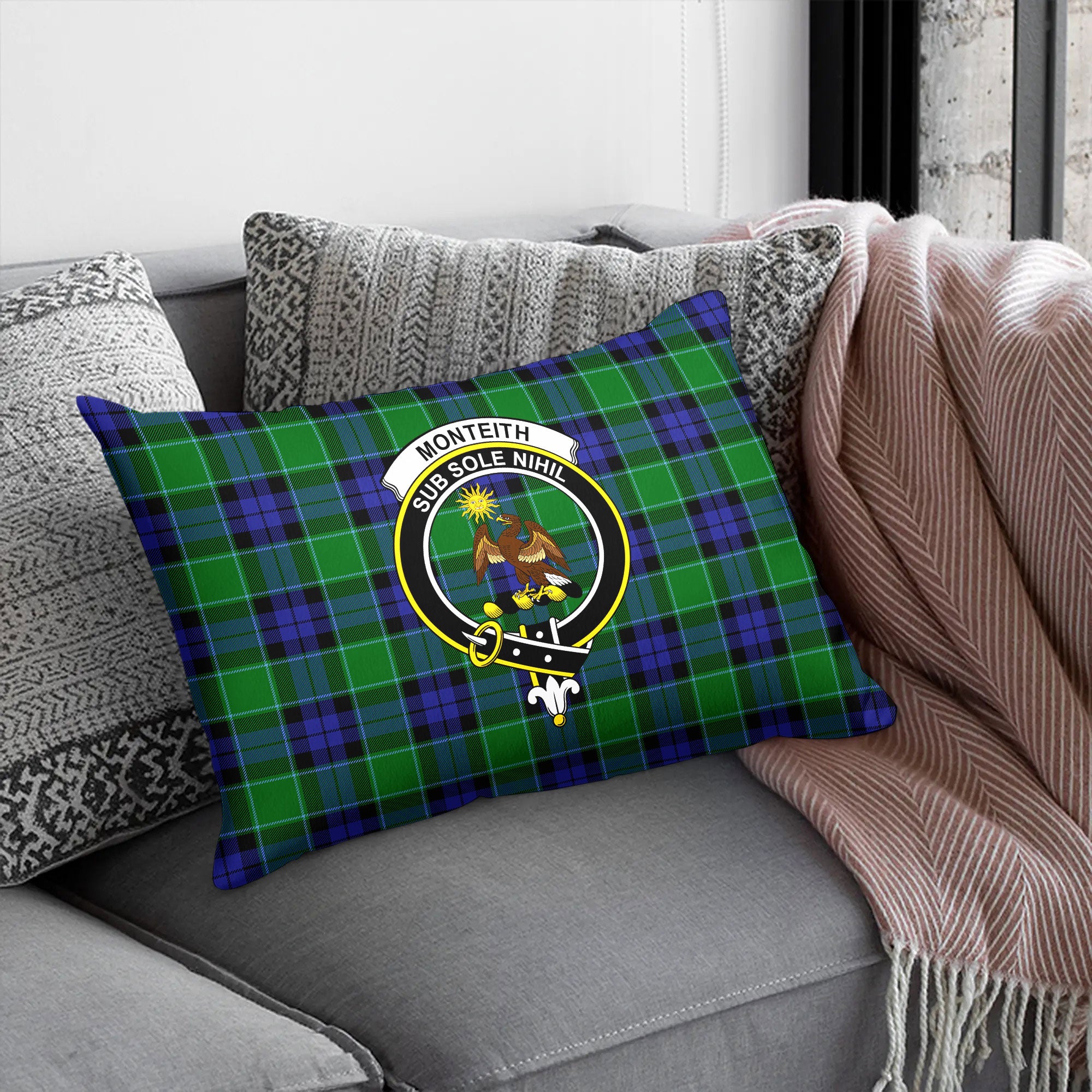 Monteith Tartan Crest Pillow Cover