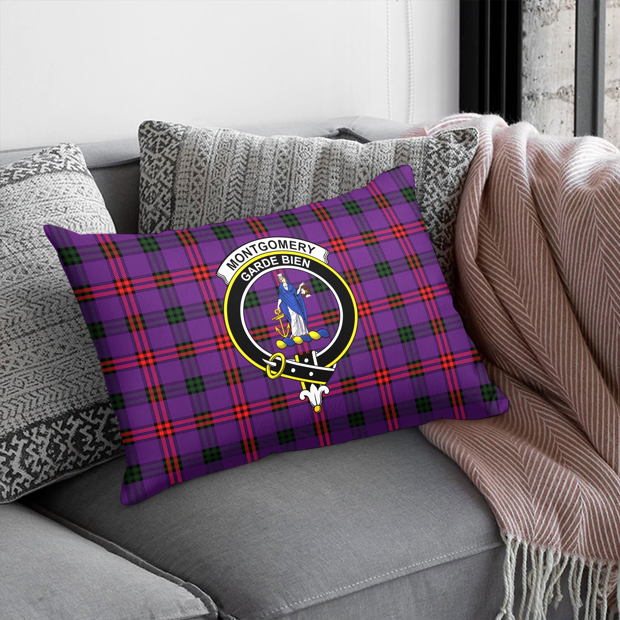 Montgomery Modern Tartan Crest Pillow Cover