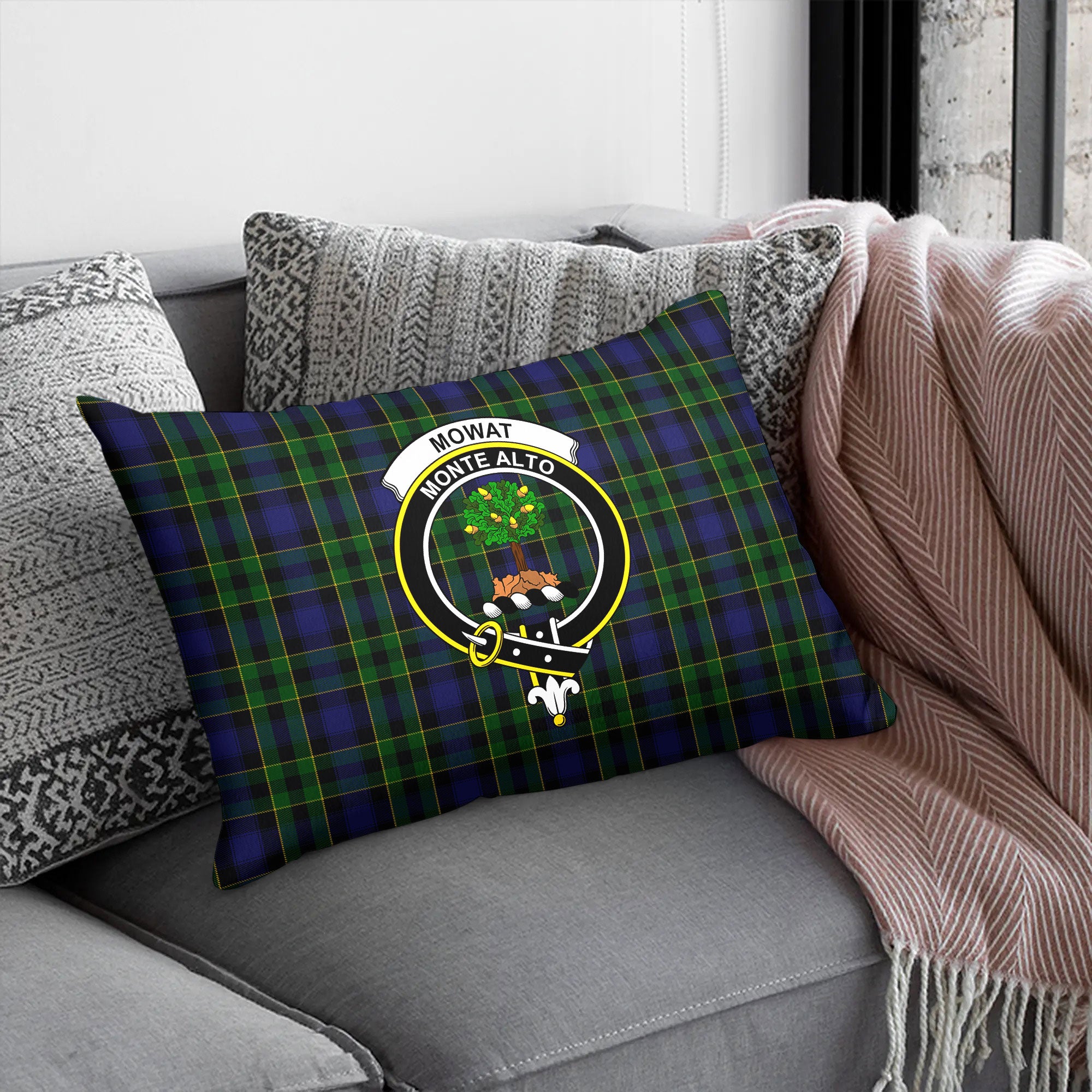 Mowat Modern Tartan Crest Pillow Cover