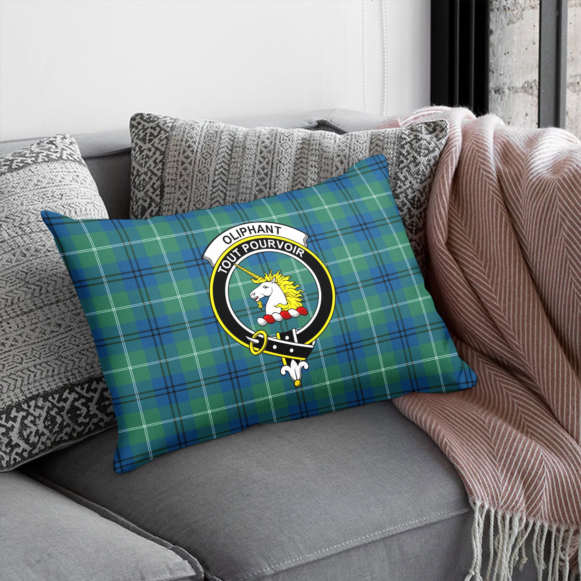 Oliphant Ancient Tartan Crest Pillow Cover