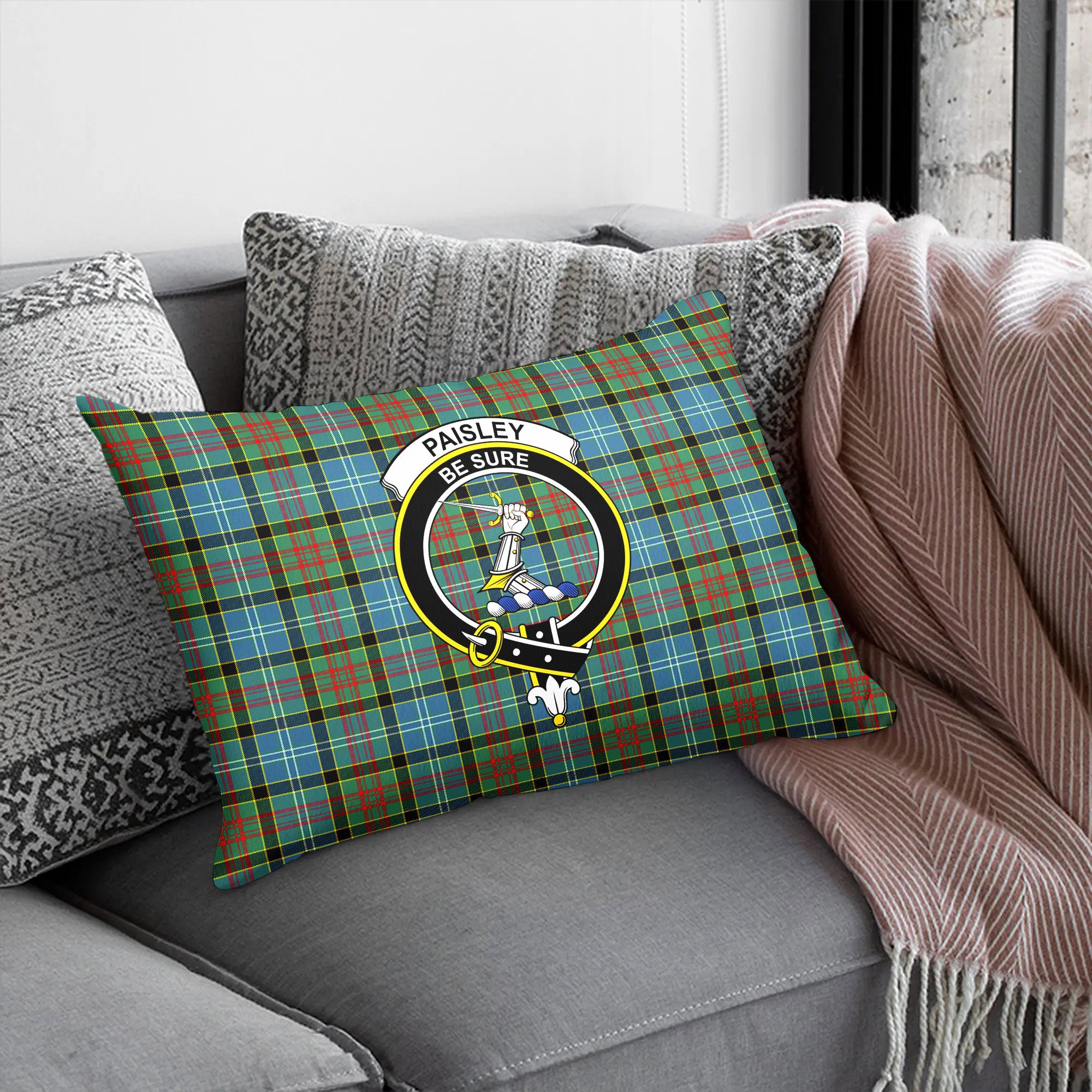 Paisley District Tartan Crest Pillow Cover