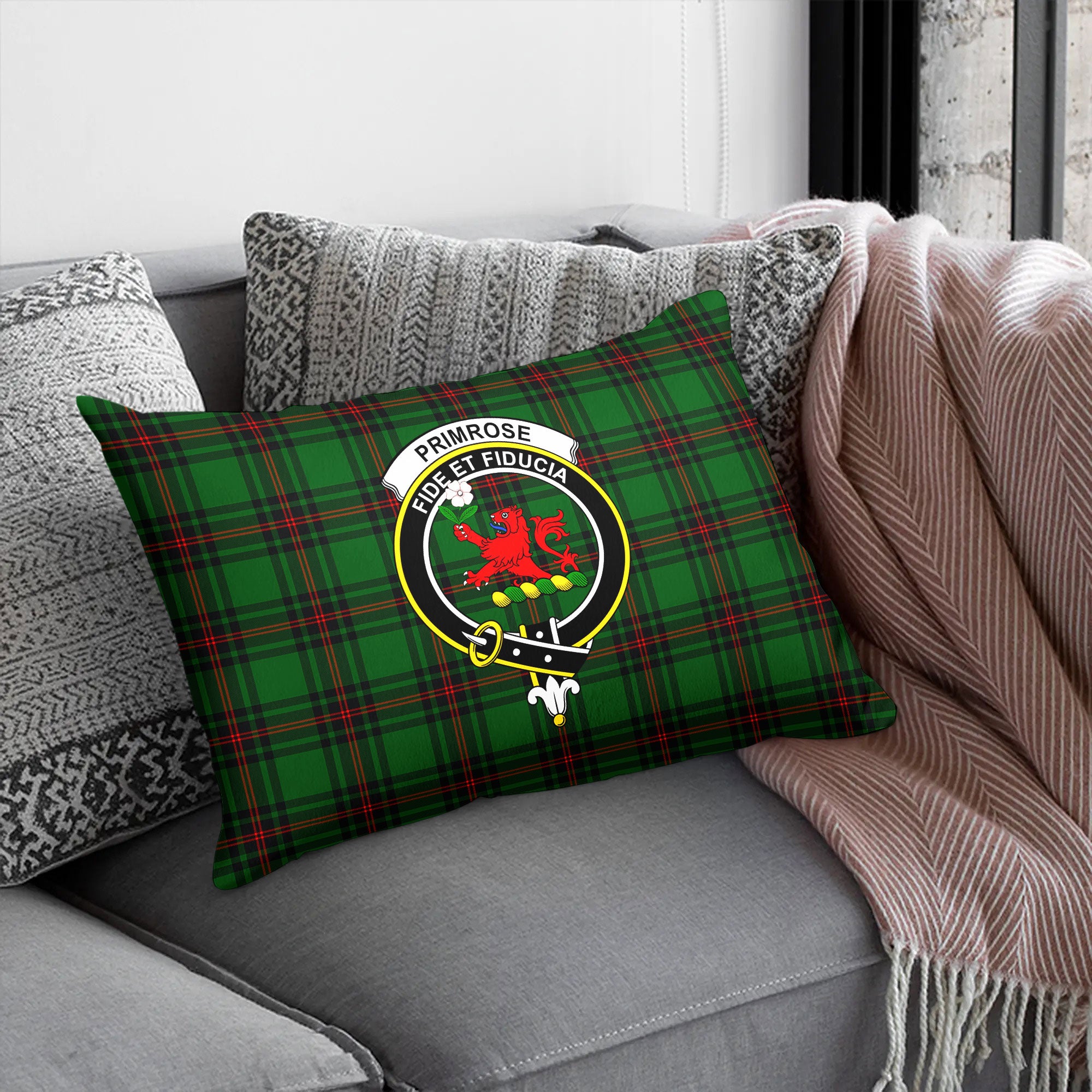 Primrose Tartan Crest Pillow Cover