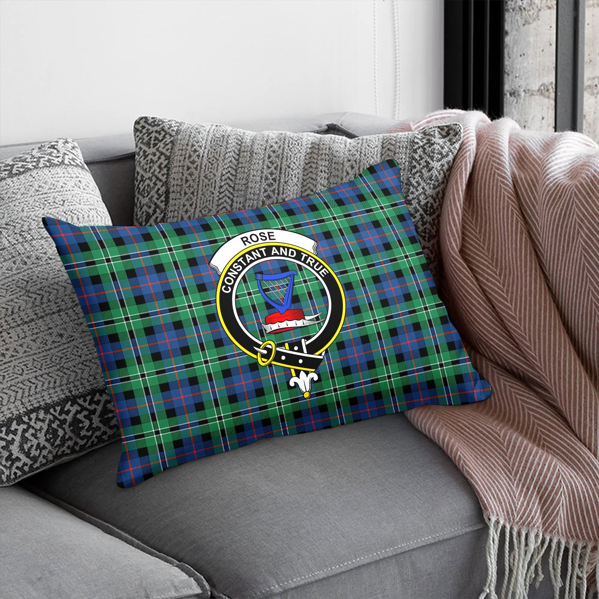 Rose Hunting Ancient Tartan Crest Pillow Cover