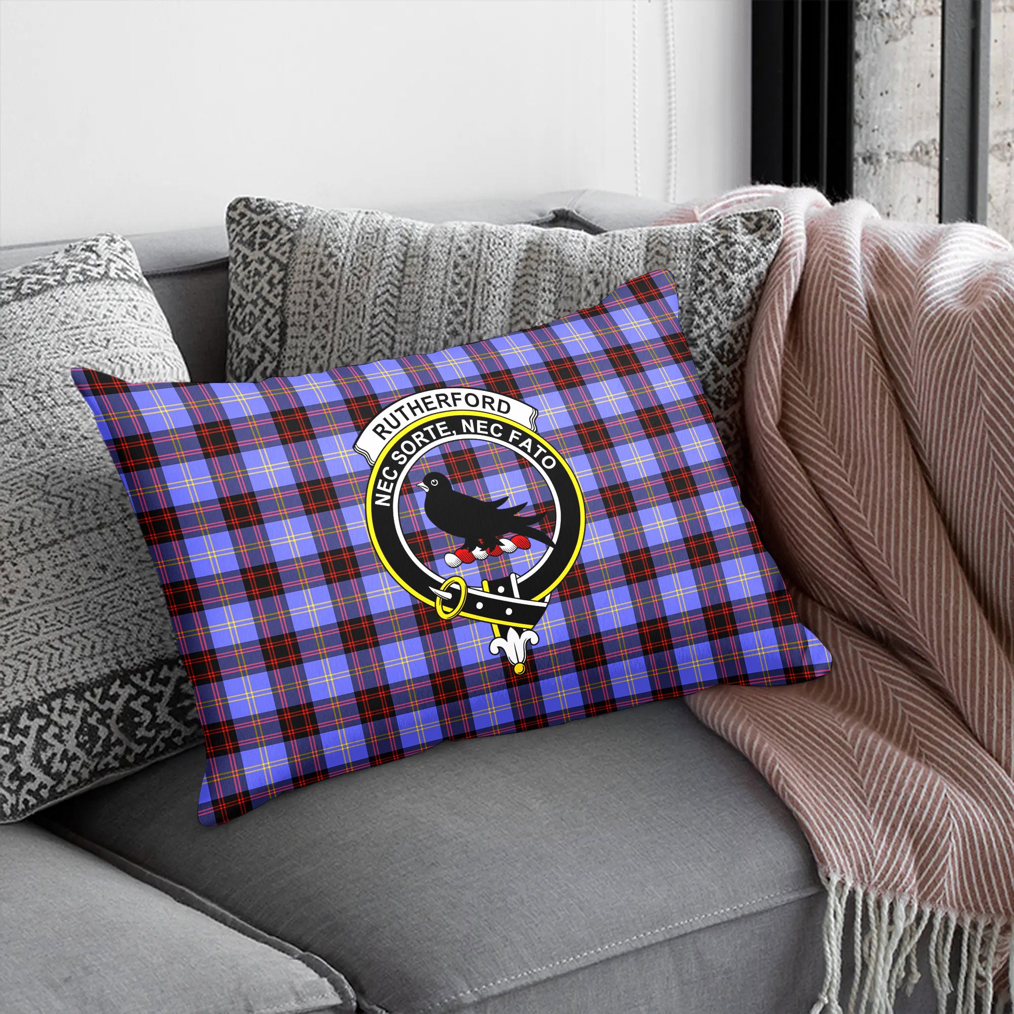 Rutherford Tartan Crest Pillow Cover