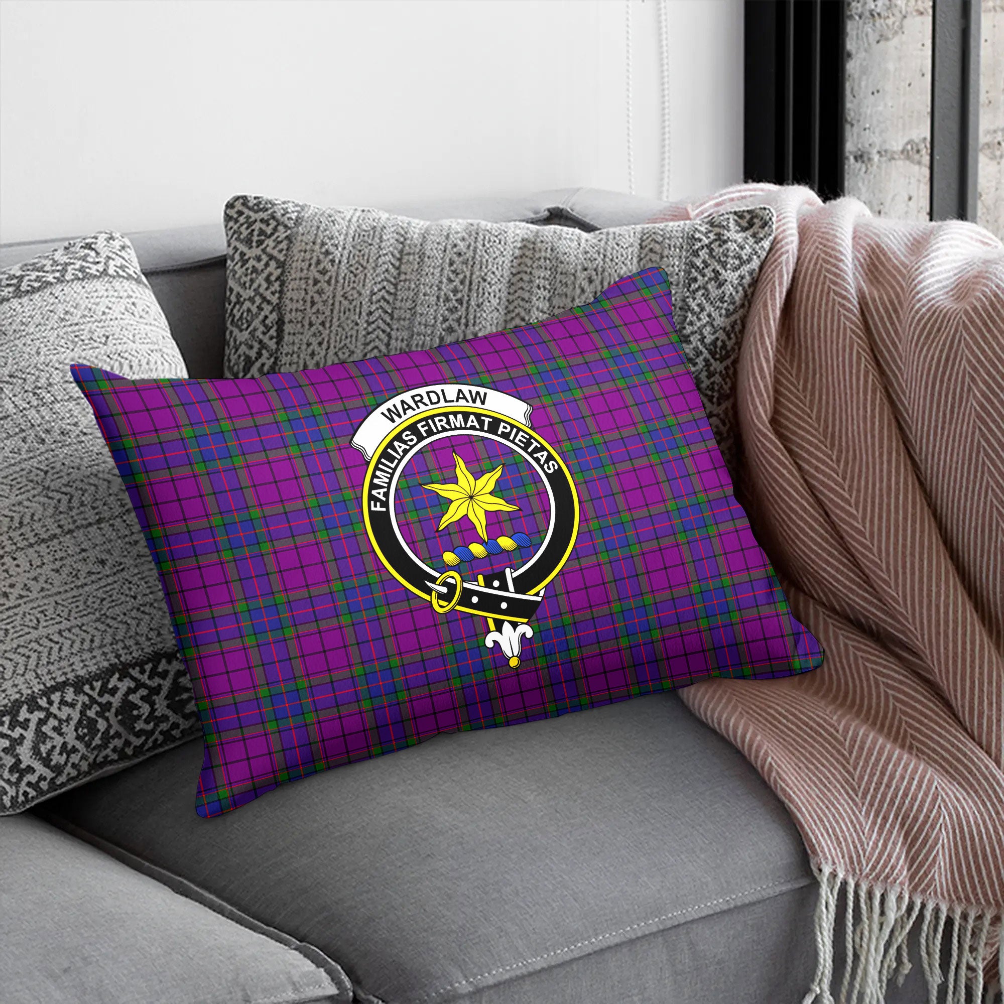 Wardlaw Modern Tartan Crest Pillow Cover