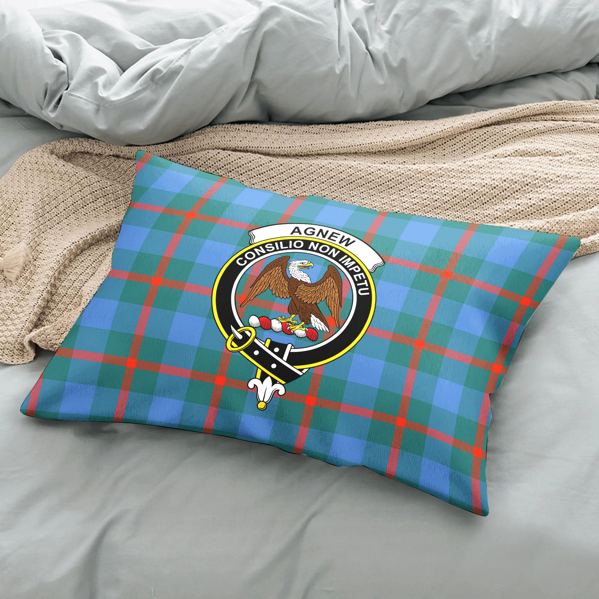 Agnew Ancient Tartan Crest Pillow Cover