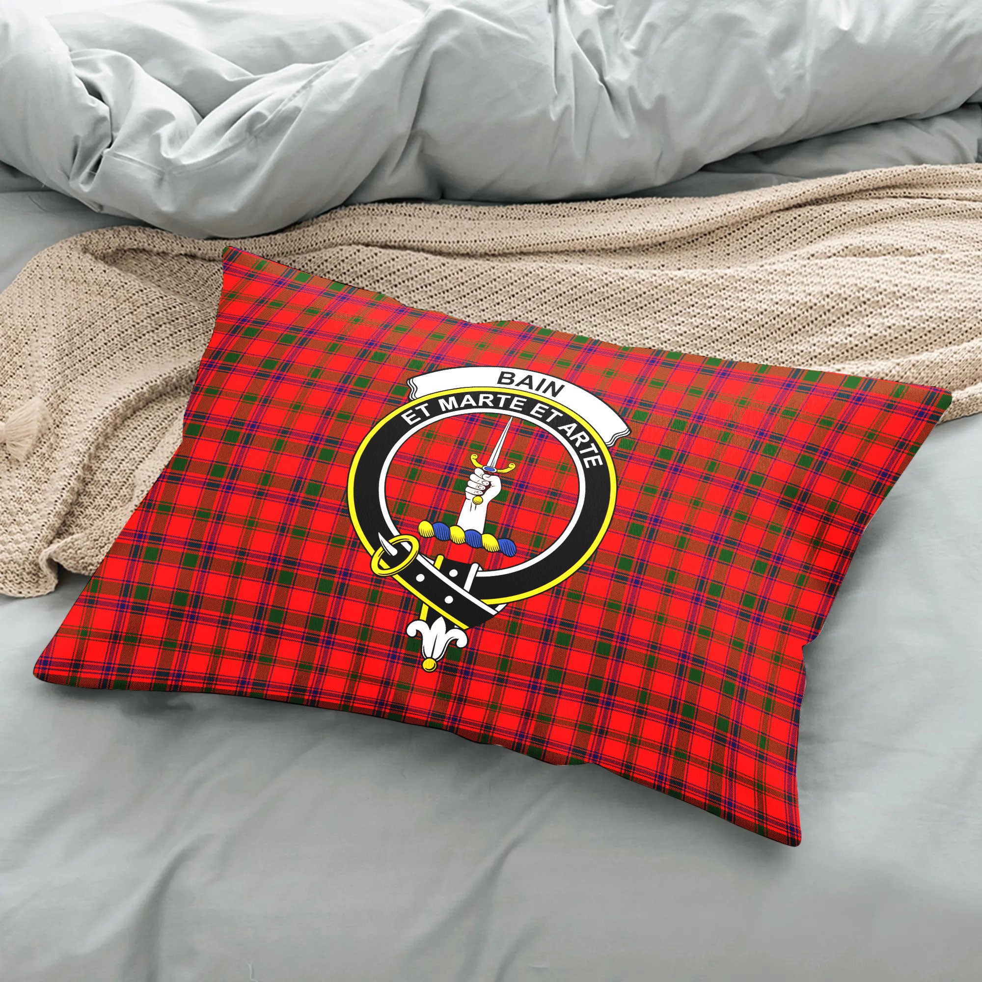 Bain Tartan Crest Pillow Cover