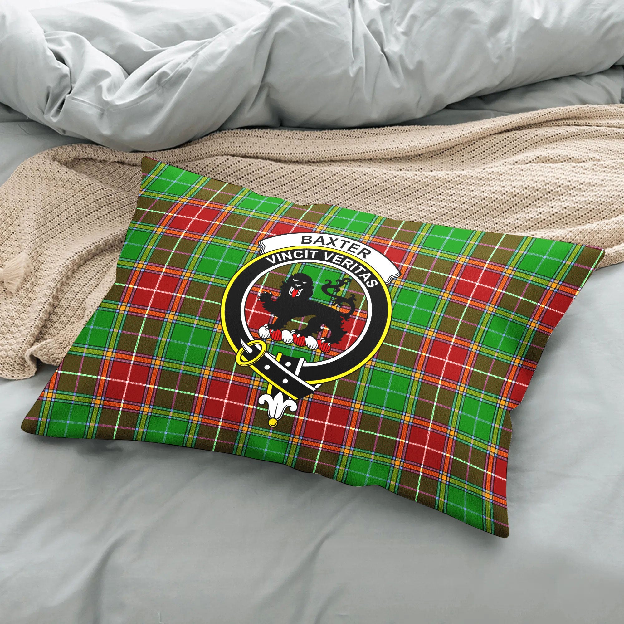 Baxter Modern Tartan Crest Pillow Cover