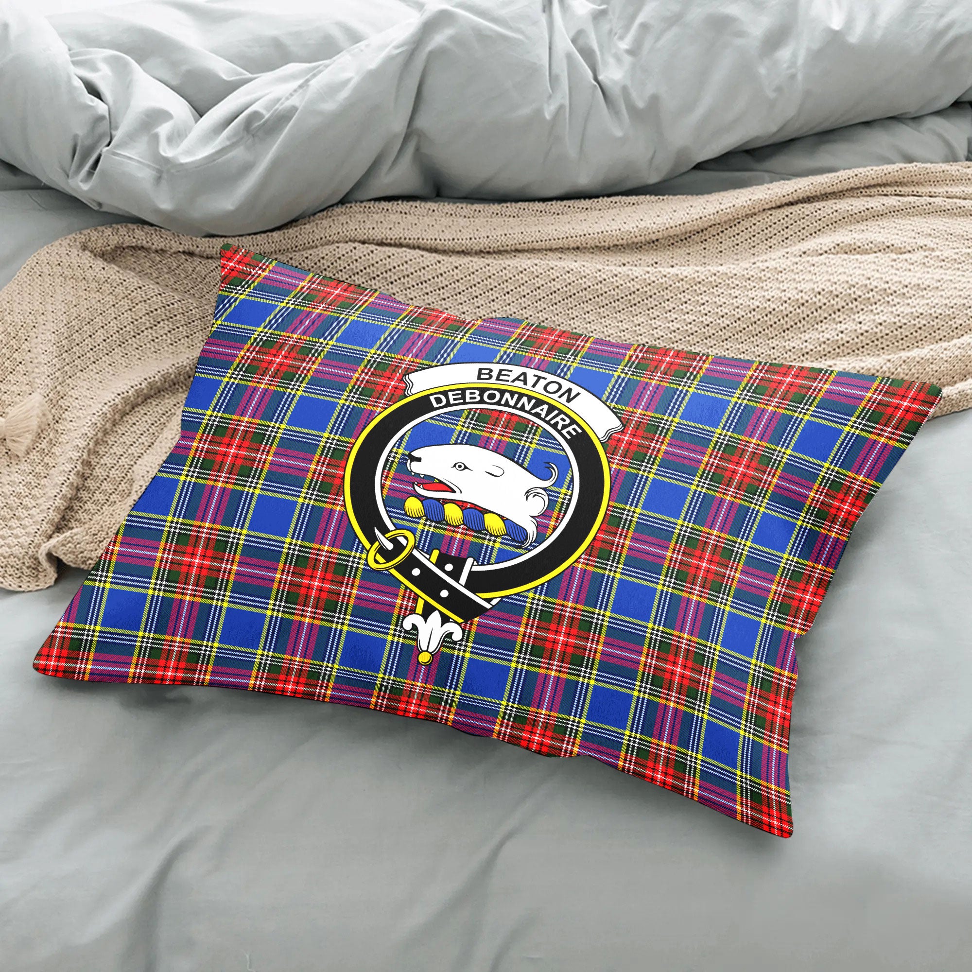 Beaton Modern Tartan Crest Pillow Cover