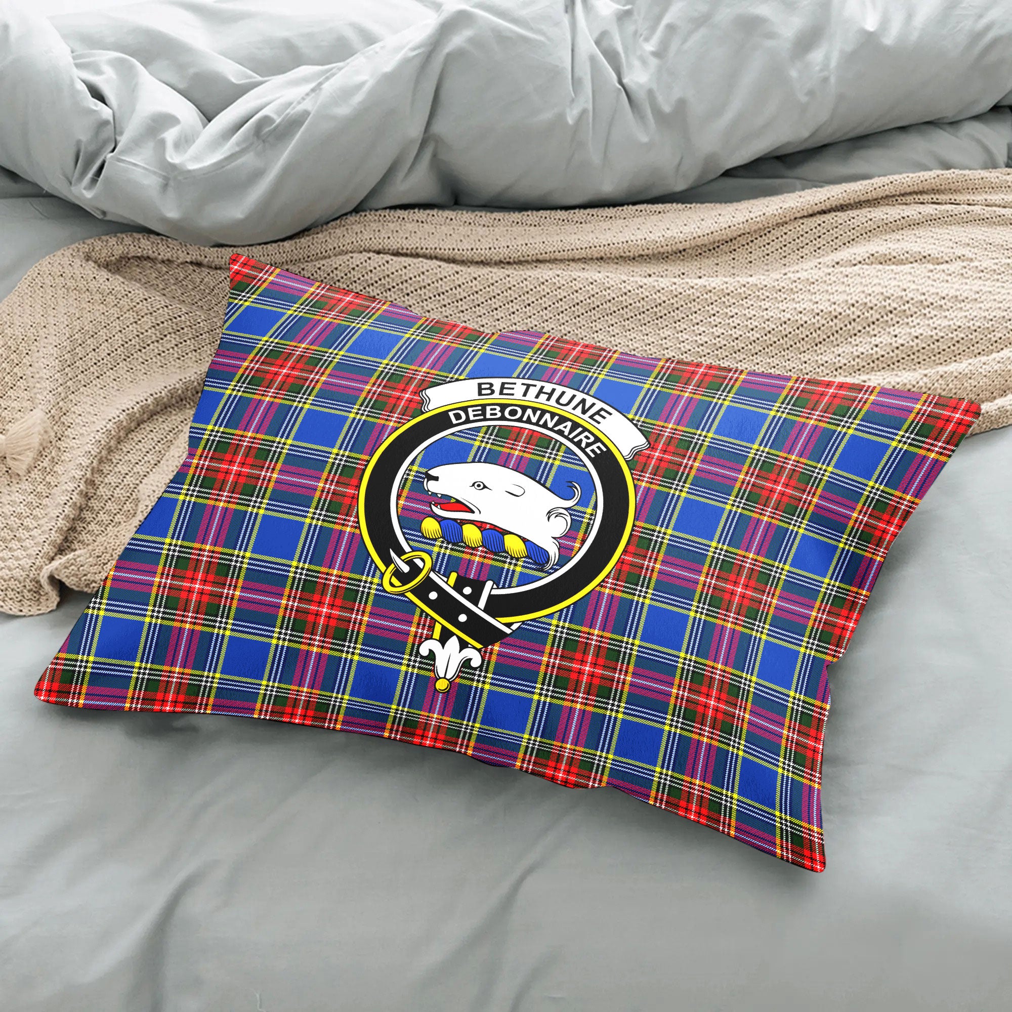 Bethune Modern Tartan Crest Pillow Cover