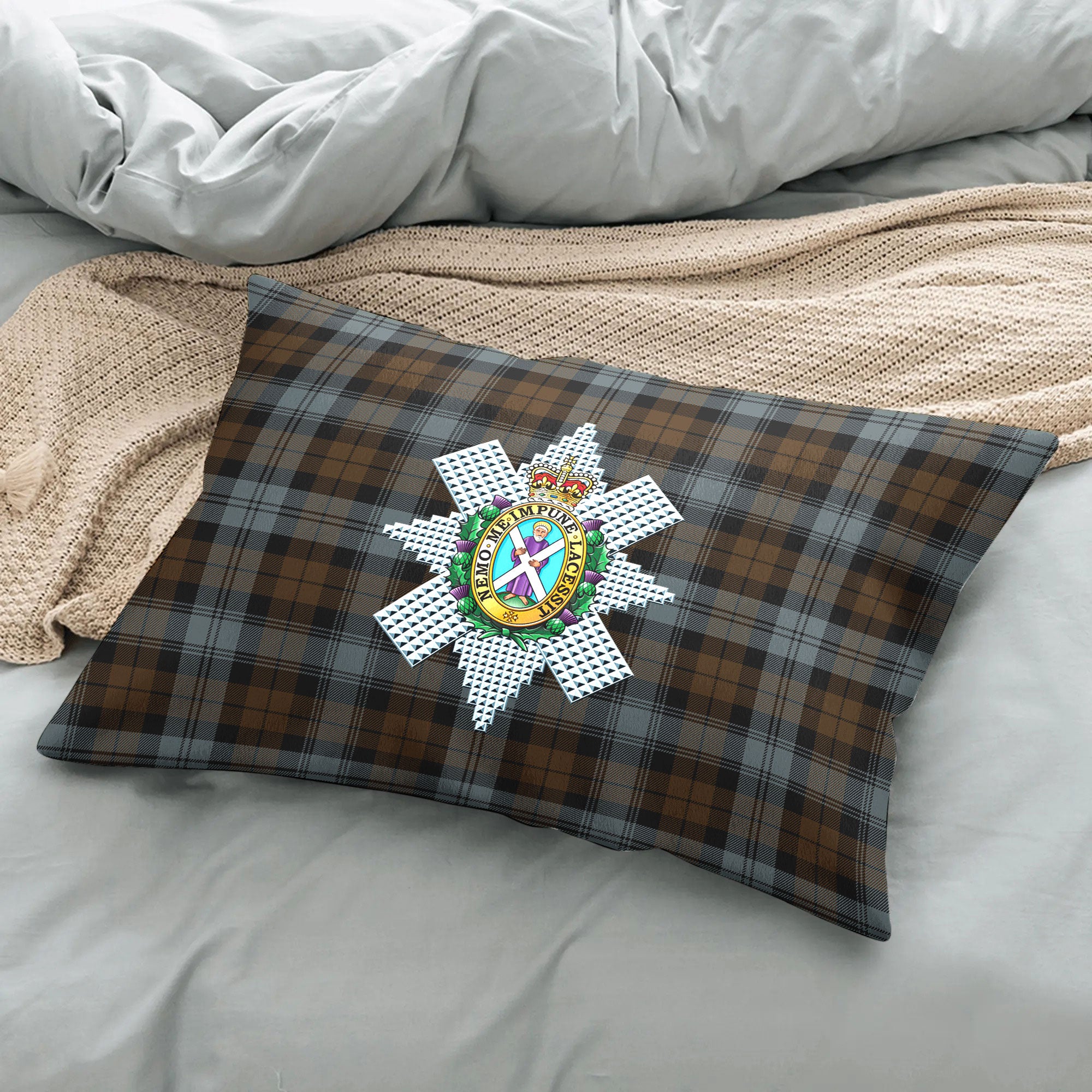 Black Watch Weathered Tartan Crest Pillow Cover