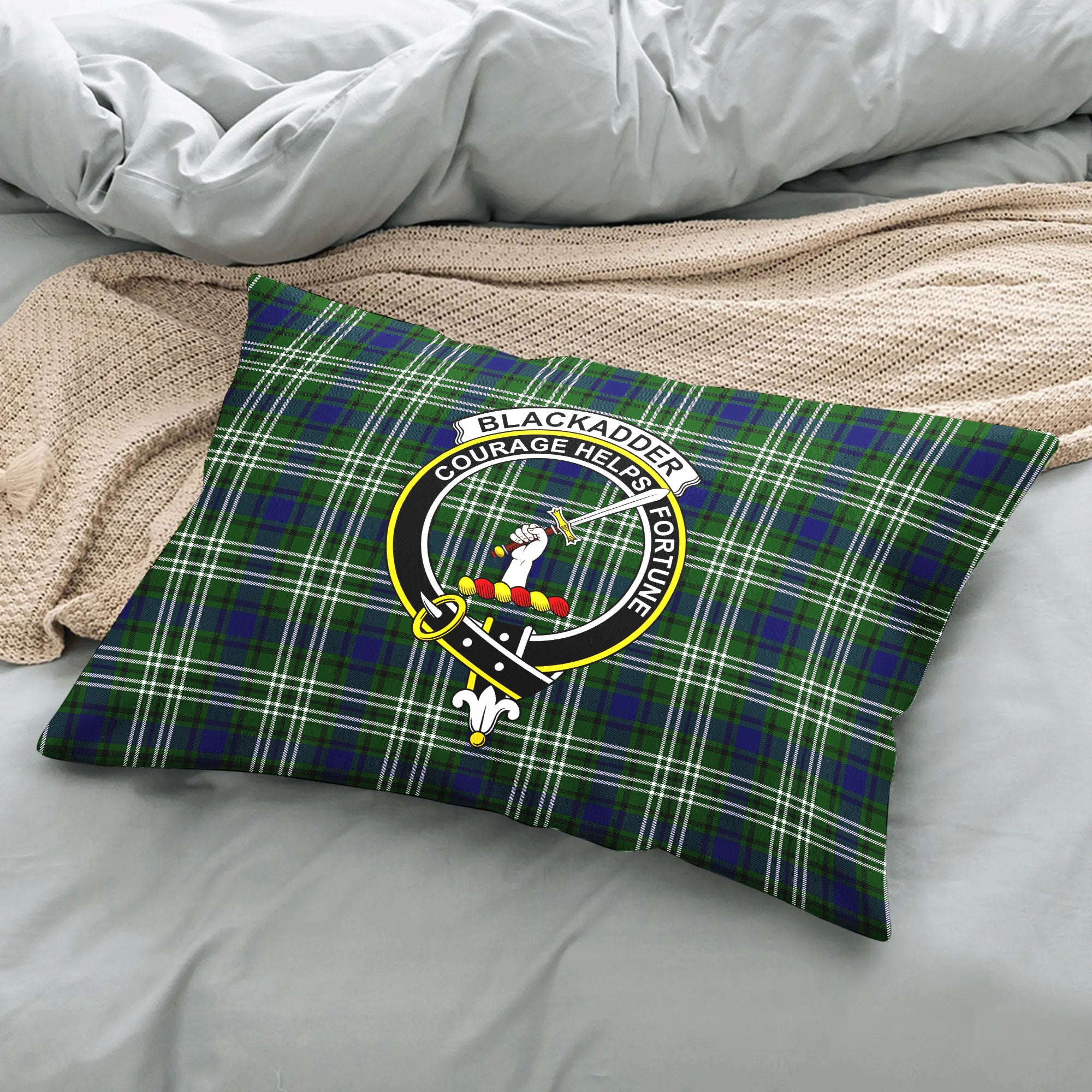 Blackadder Tartan Crest Pillow Cover