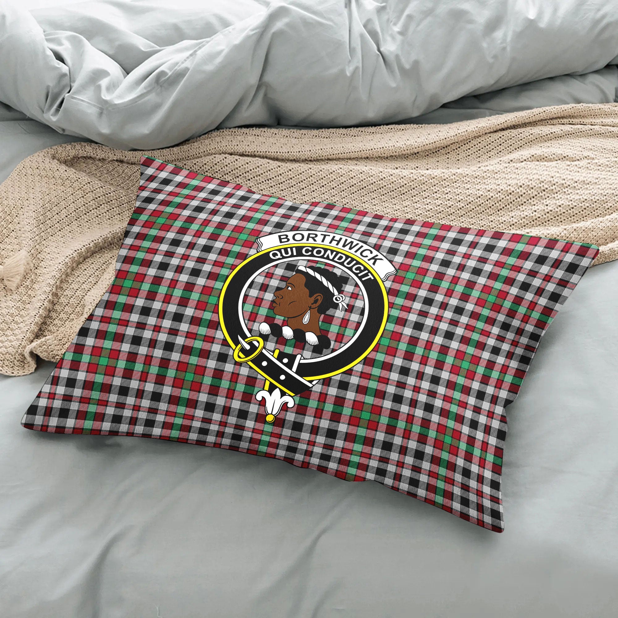 Borthwick Ancient Tartan Crest Pillow Cover