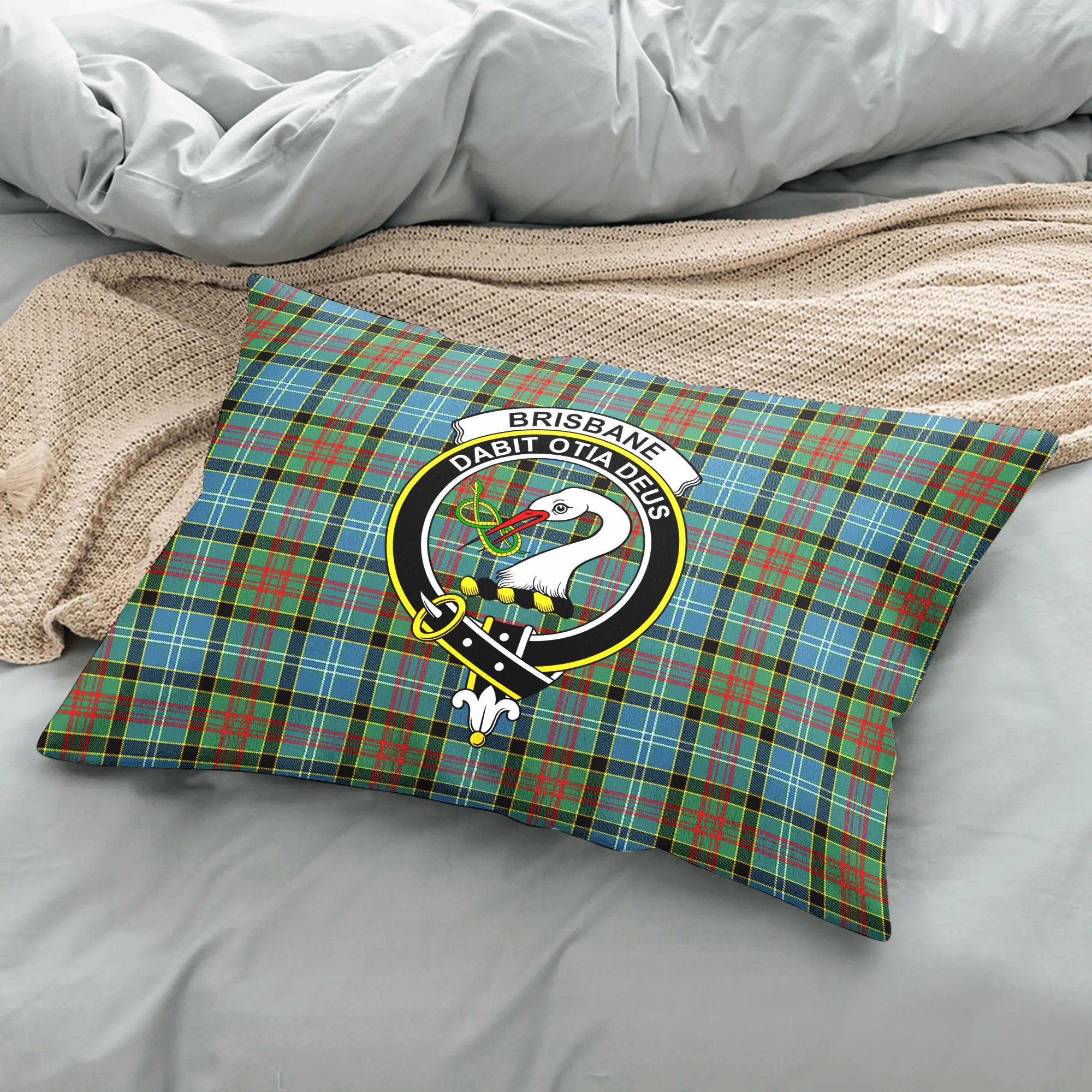 Brisbane Tartan Crest Pillow Cover